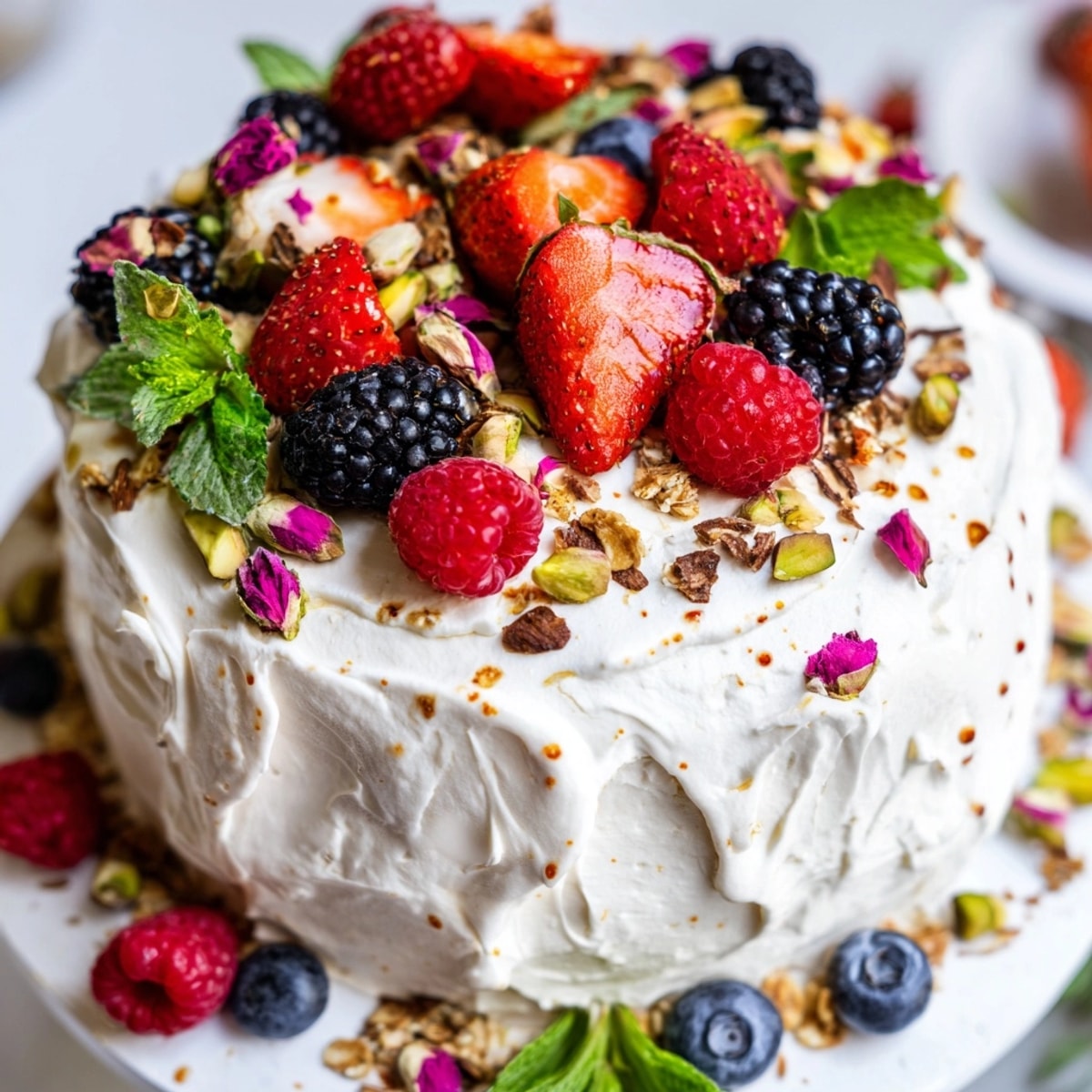 Close-up reveals the gorgeous texture of the berry-topped Butter Board Dessert Version.