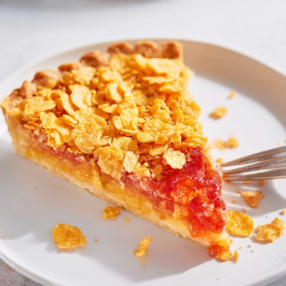 Golden Cornflake Tart fresh from the oven, a British classic dessert, ready to slice.