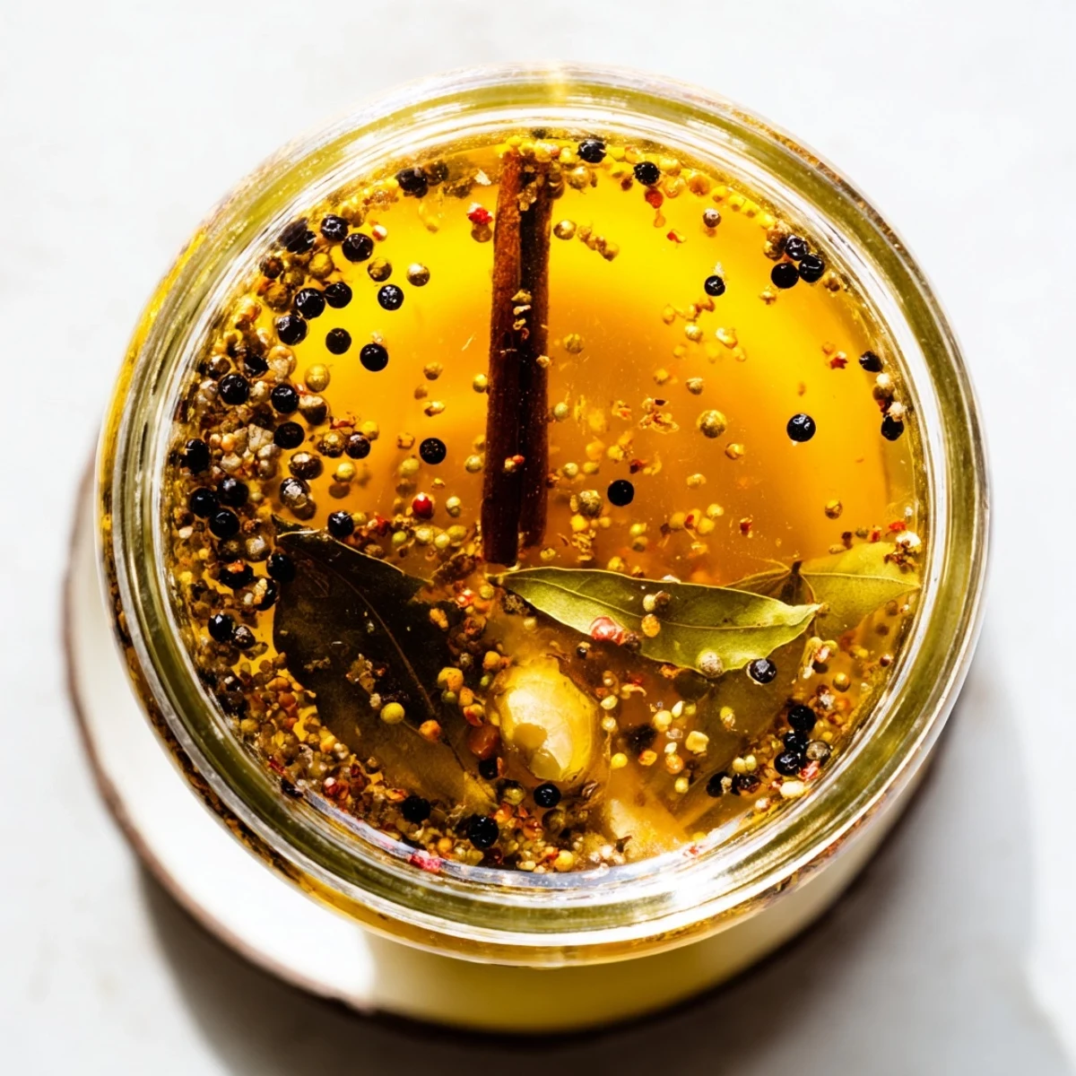 Golden-hued Spiced Oil, ready to drizzle, bringing warmth to any dish with its lovely aromas.