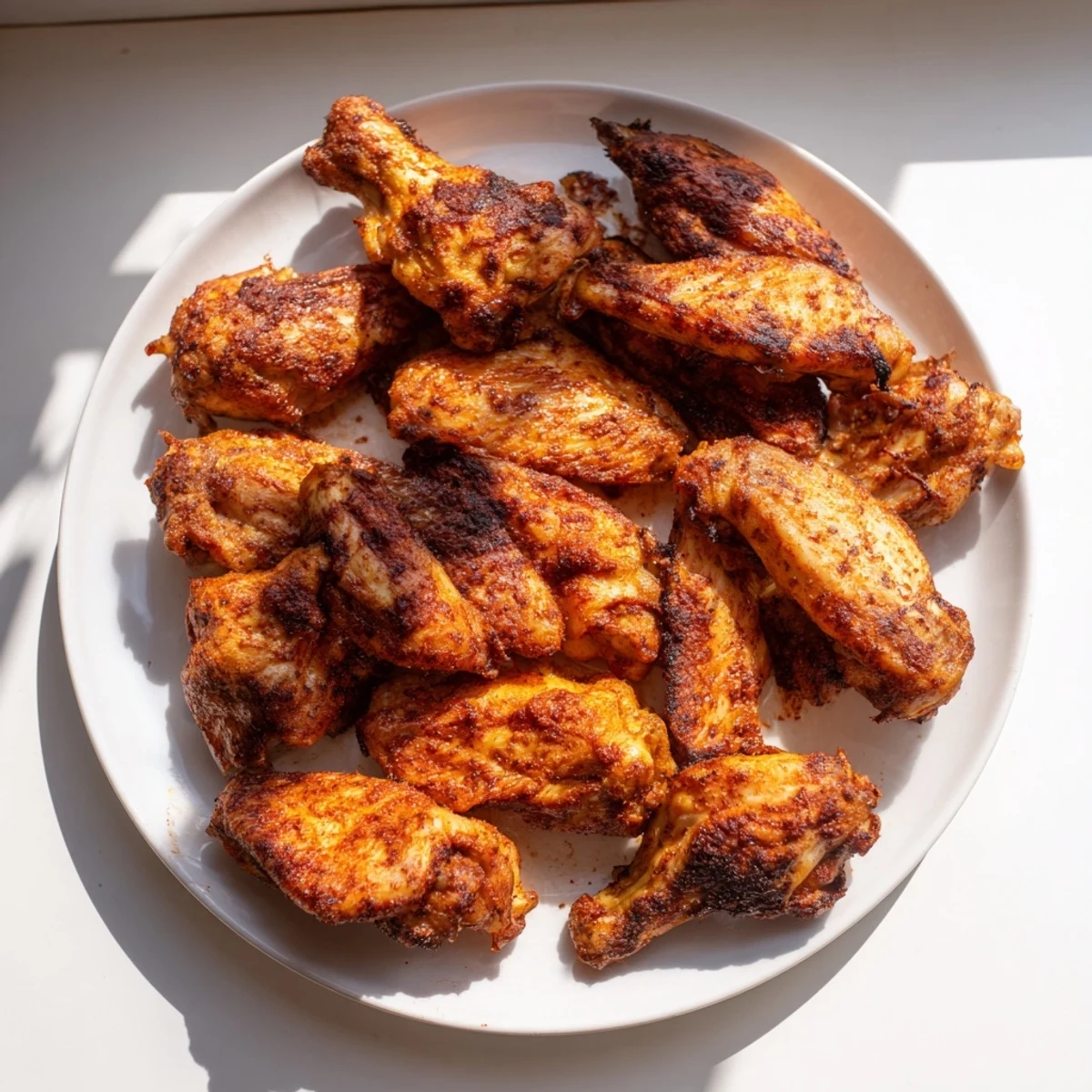 Golden, crispy oven-baked crispy chicken wings ready to be devoured with your favorite dipping sauces.