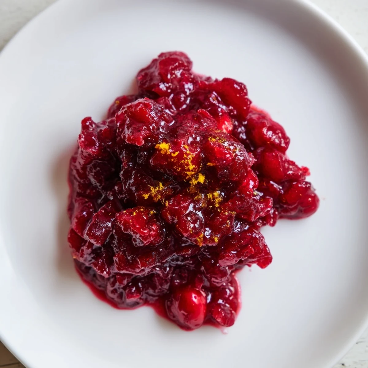A festive bowl of homemade cranberry sauce, with glistening ruby-red cranberries.