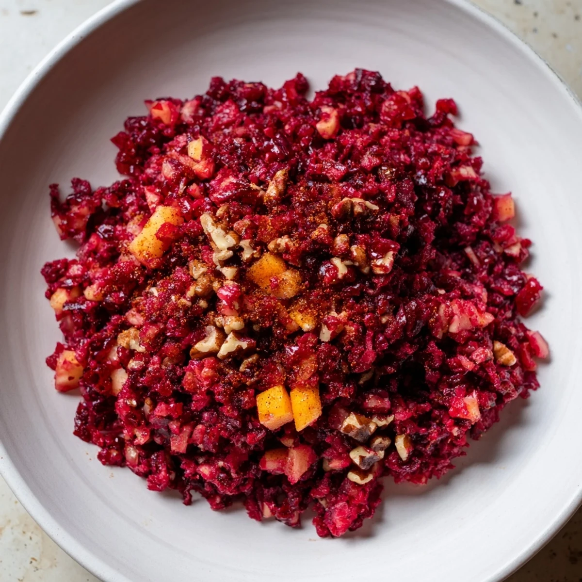 Freshly made Cranberry Orange Relish has a beautiful texture; perfect to serve alongside the main course.