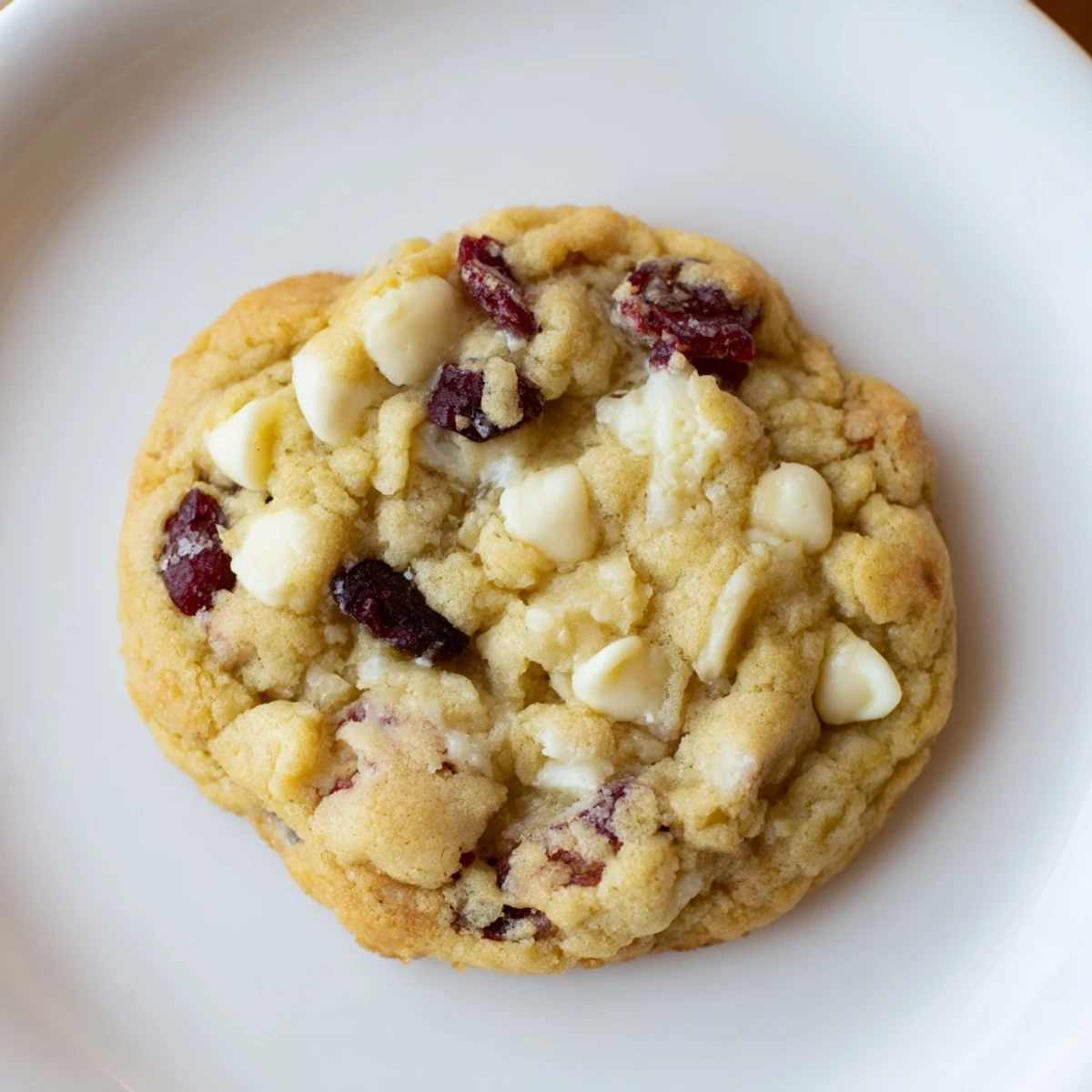 Golden-baked White Chocolate Cranberry Cookies, perfectly soft with white chocolate and ruby cranberries peaking through.