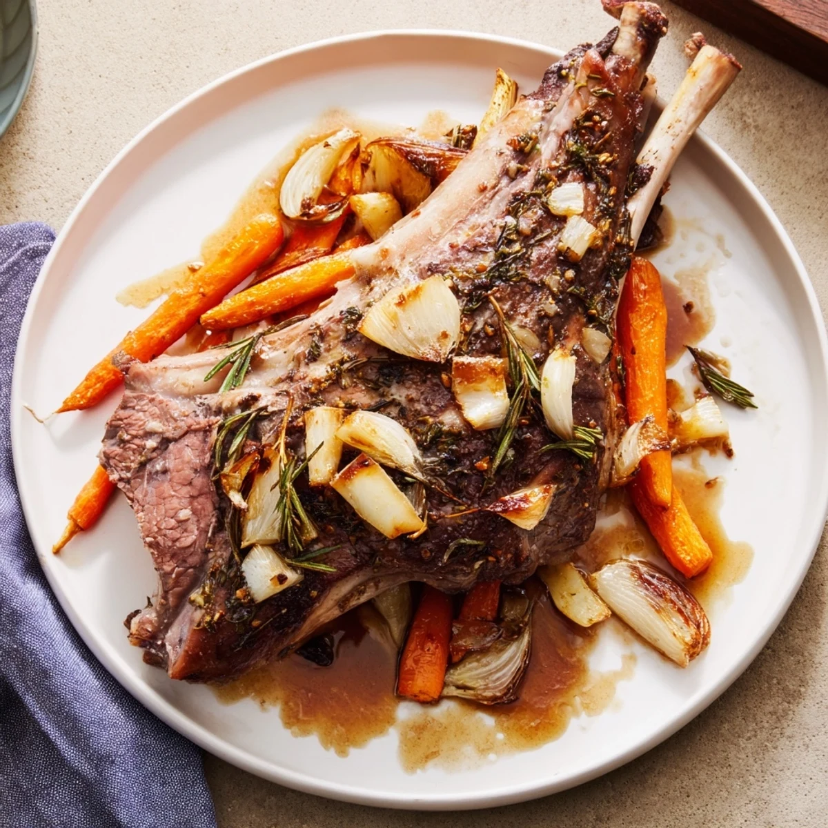 Roasted Leg Lamb Garlic Herbs