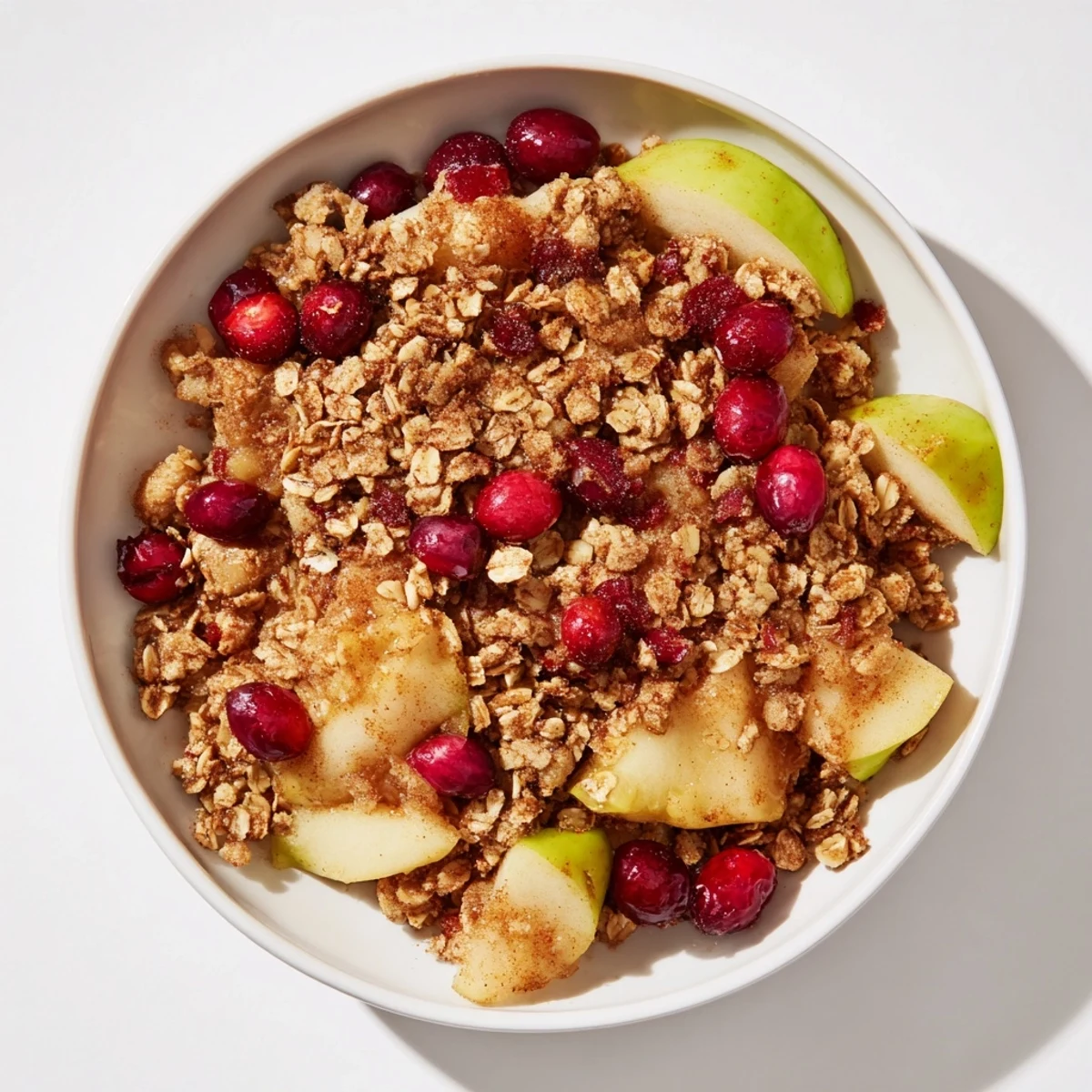 Golden, bubbling Cranberry Apple Crisp with a crispy oat topping, perfect for dessert.