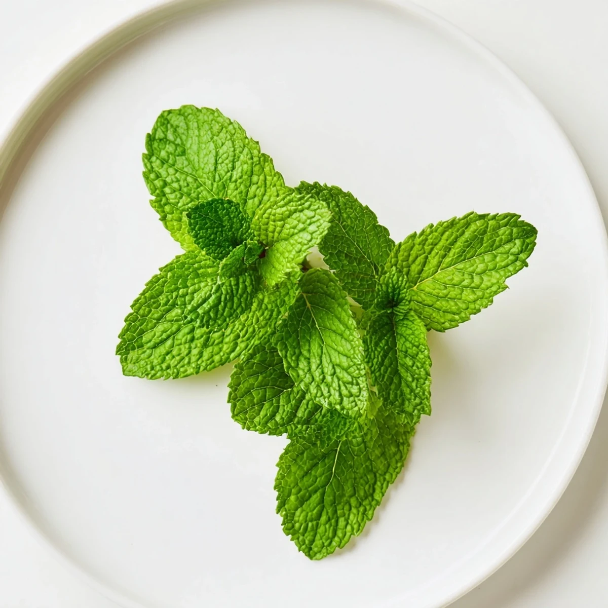 Close-up of fresh peppermint leaf herb featuring a deep green color, perfect for adding to teas.