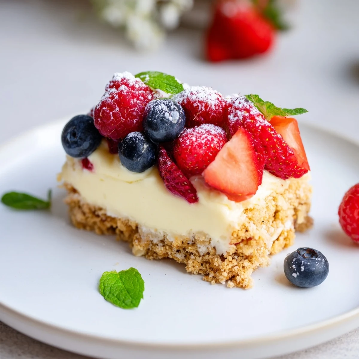 Enjoy the beautiful presentation of this Creamy Delight Dessert: a sweet treat ready to eat now!