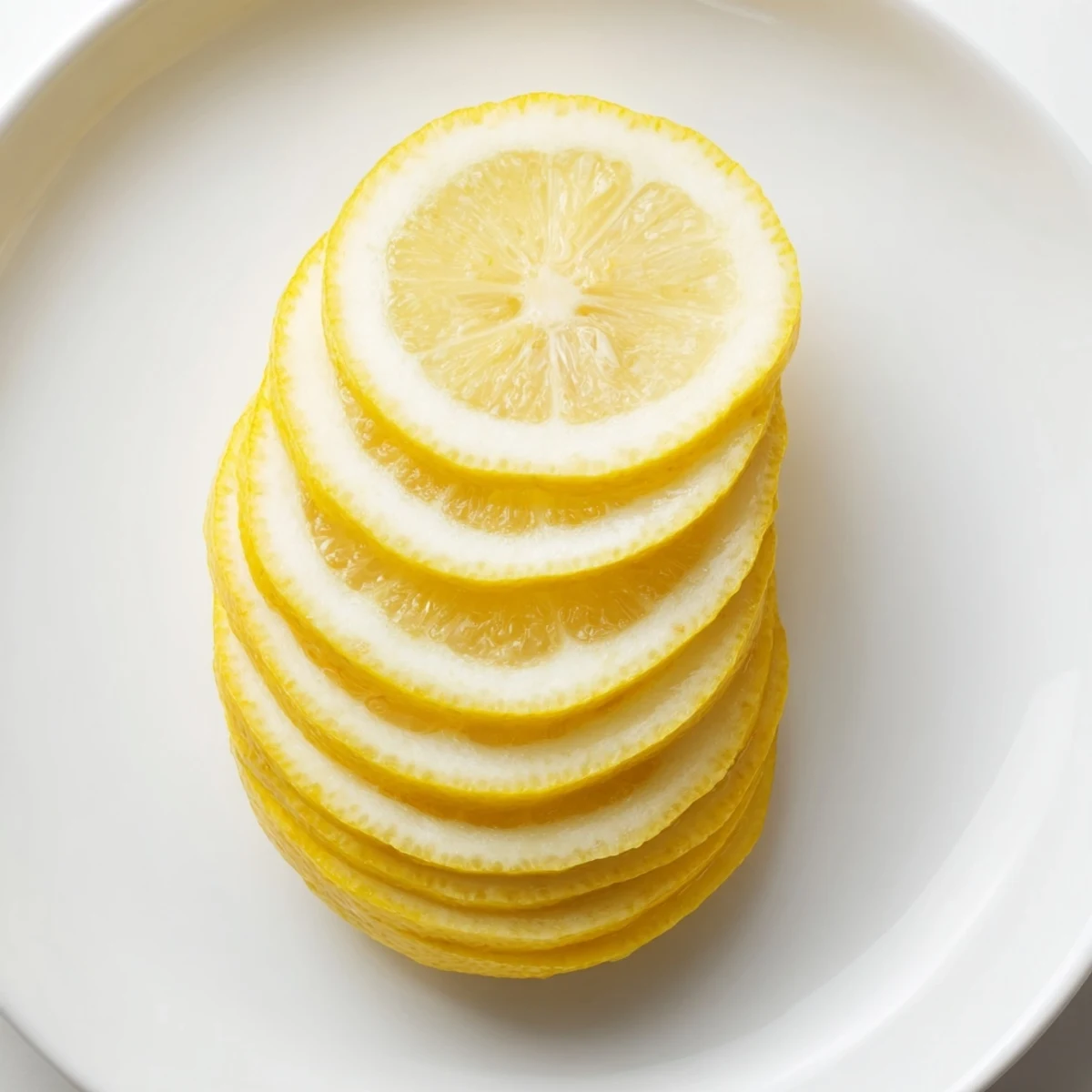 Thinly sliced lemon garnish, glistening, perfect for cocktails or elegant dessert plating visuals.