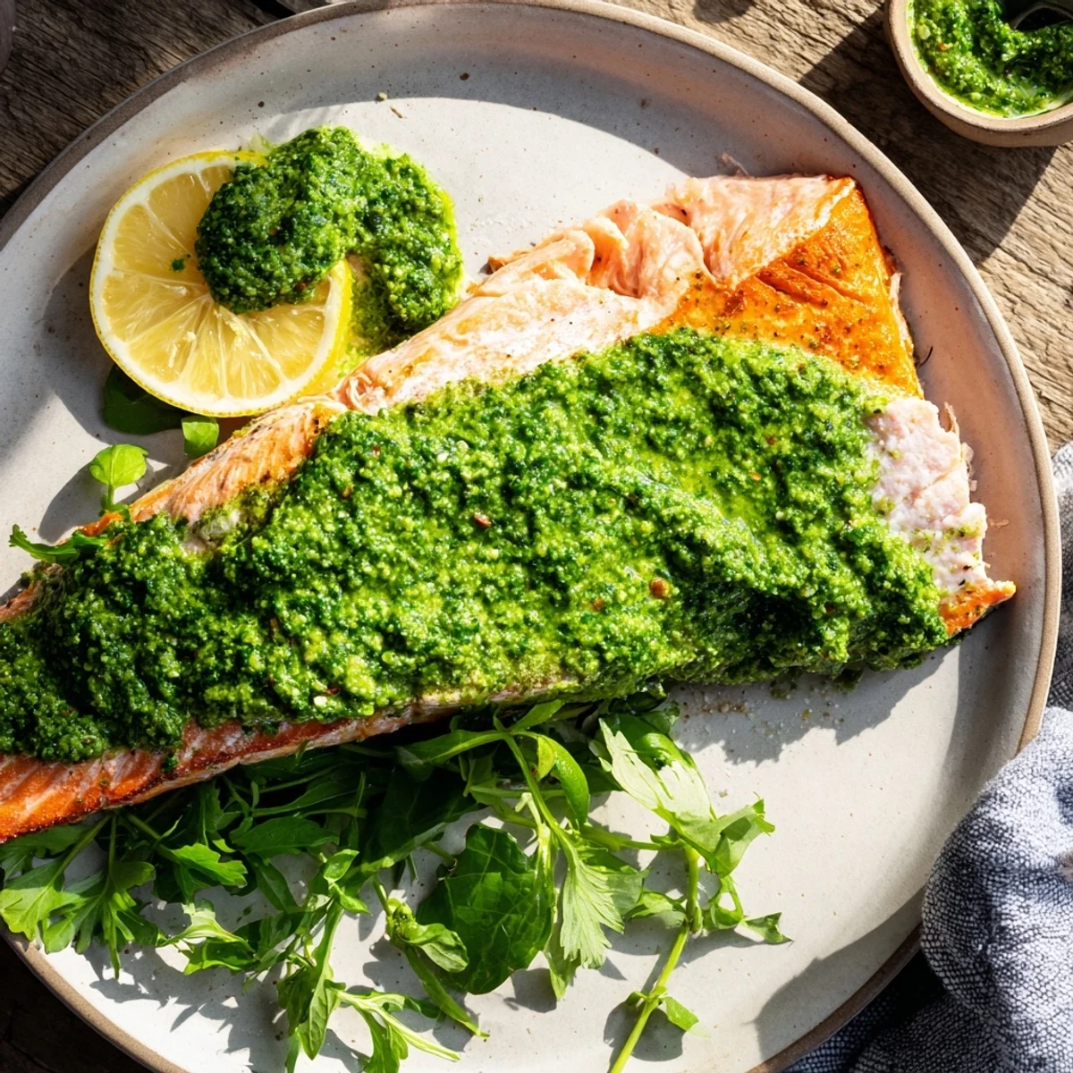 Baked Salmon with Pesto