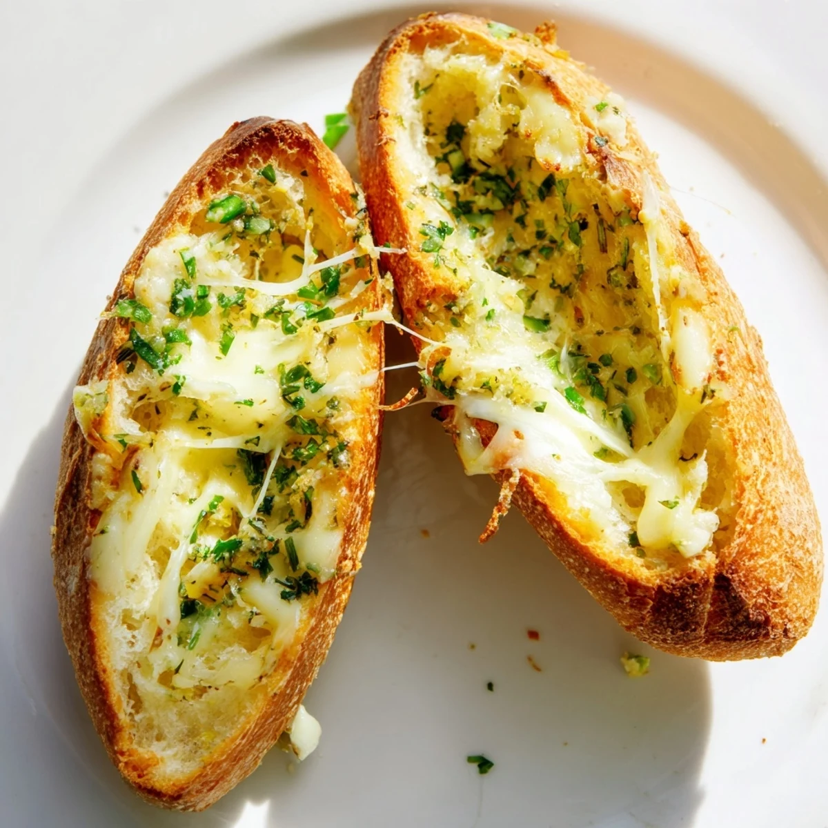 A close-up of a perfectly baked Cheesy Bread, showcasing the melted cheese and crusty bread exterior.