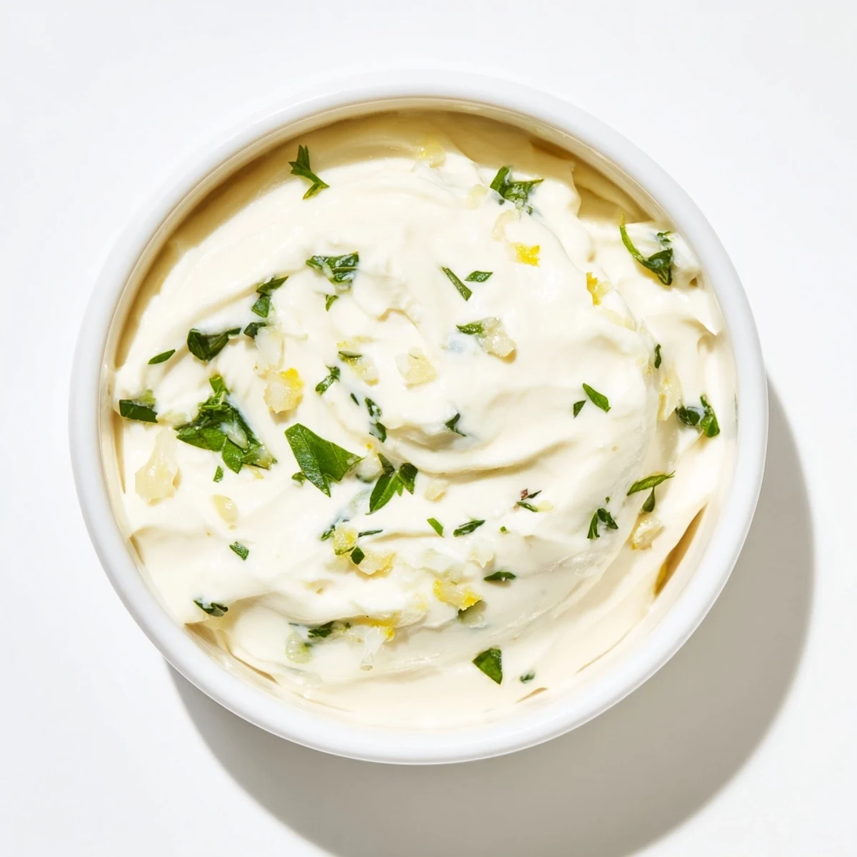 A close-up of creamy Mayo Garlic, vibrant with garlic, perfect for dipping or spreading everywhere.
