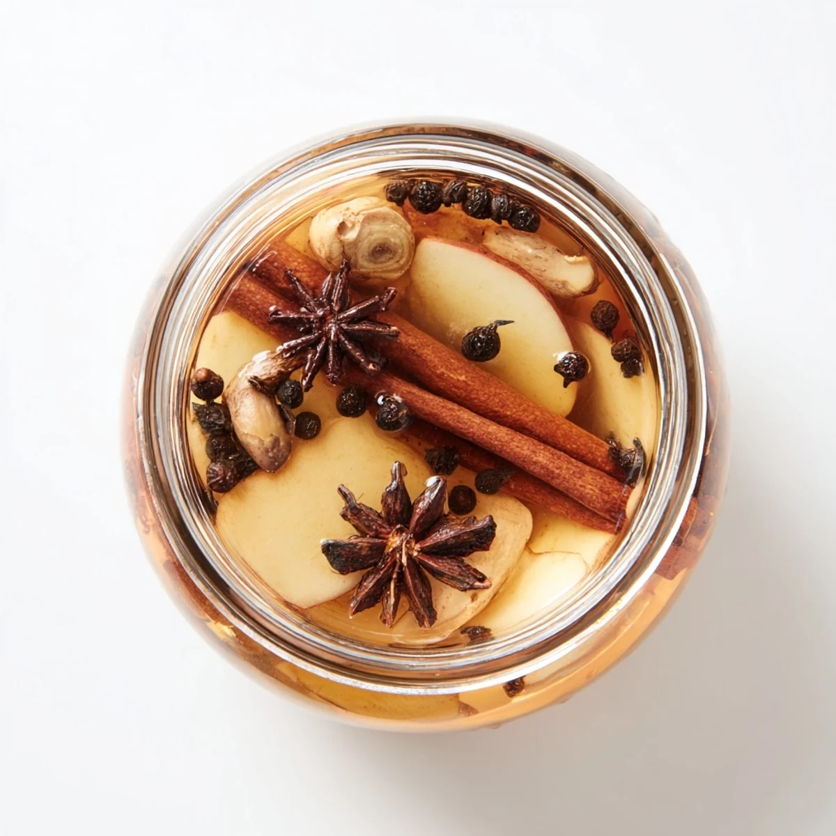 Homemade Spiced Cider Vinegar bottled, promising fragrant infusions for delicious recipes ahead.