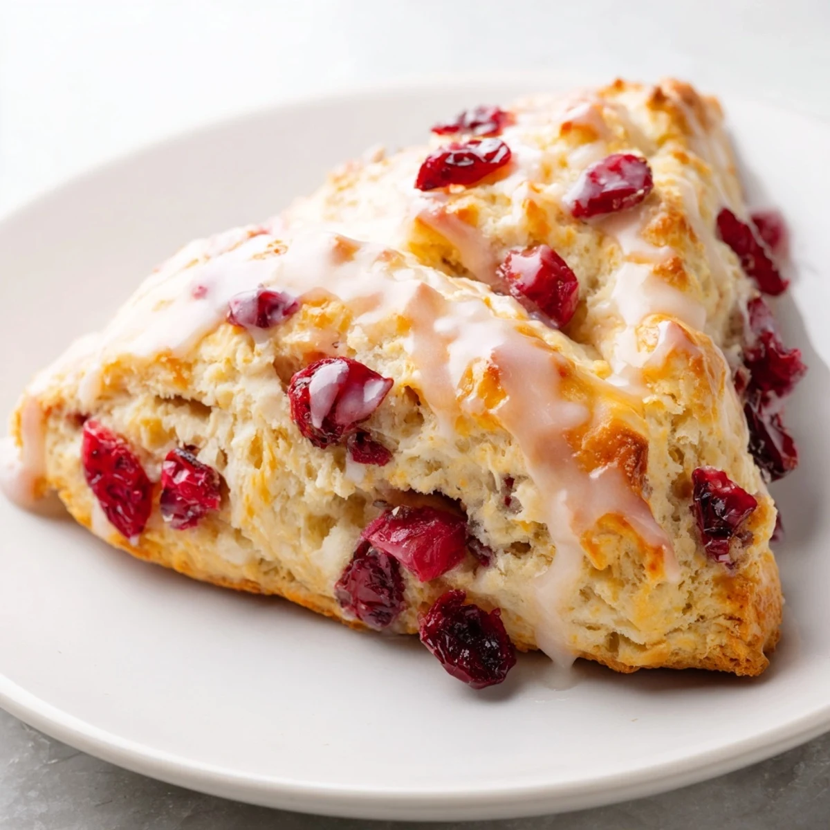 Fluffy Cranberry Orange Scones with beautiful orange glaze, perfect for a cozy brunch spread.