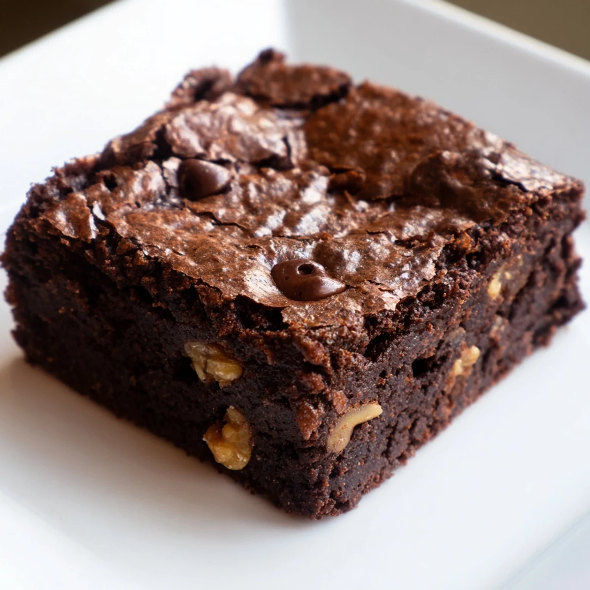 Melted chocolate and nuts swirl into the batter of these homemade rich chocolate brownies.