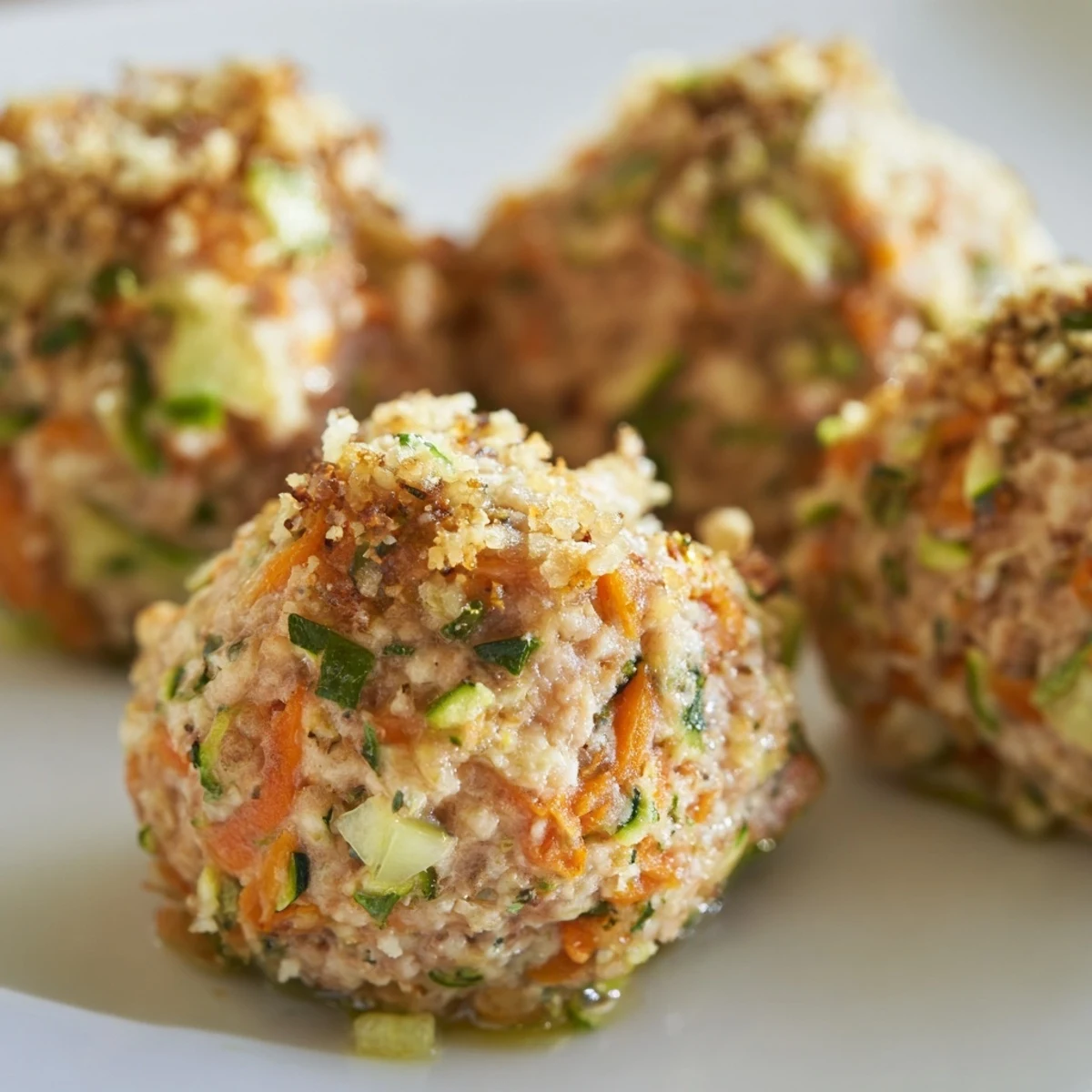 Freshly baked Turkey Snack Bites served warm on a plate with a creamy yogurt-herb dip for dipping.