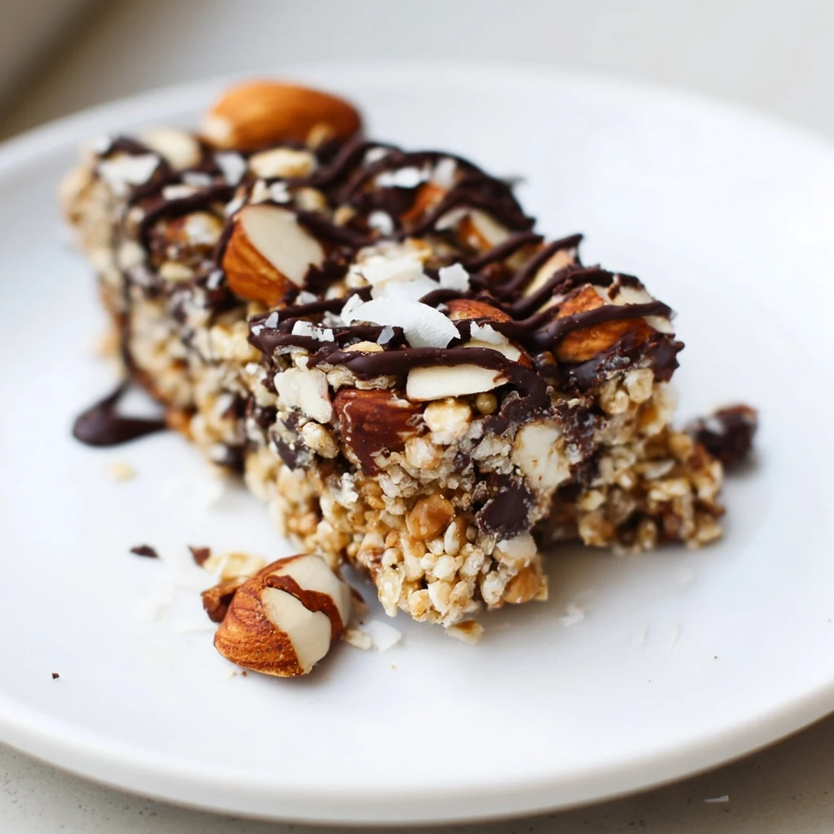 Warm Chocolate Snack Bars loaded with almonds and walnuts, perfect for an afternoon energy boost.