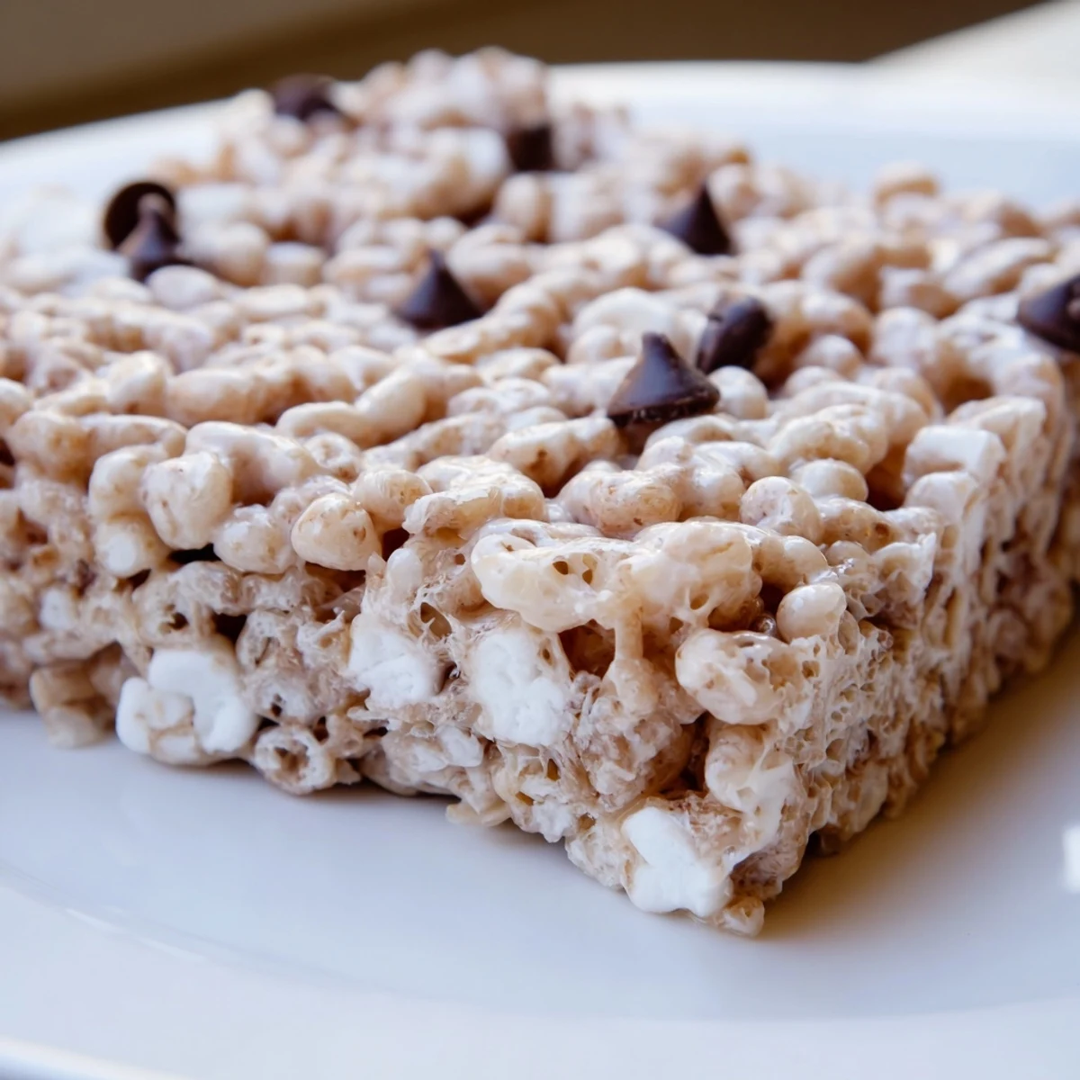 Homemade Crispy Treat Bars stacked on a cooling rack, showcasing gooey marshmallow binding and crunchy rice cereal, an easy American dessert for parties.