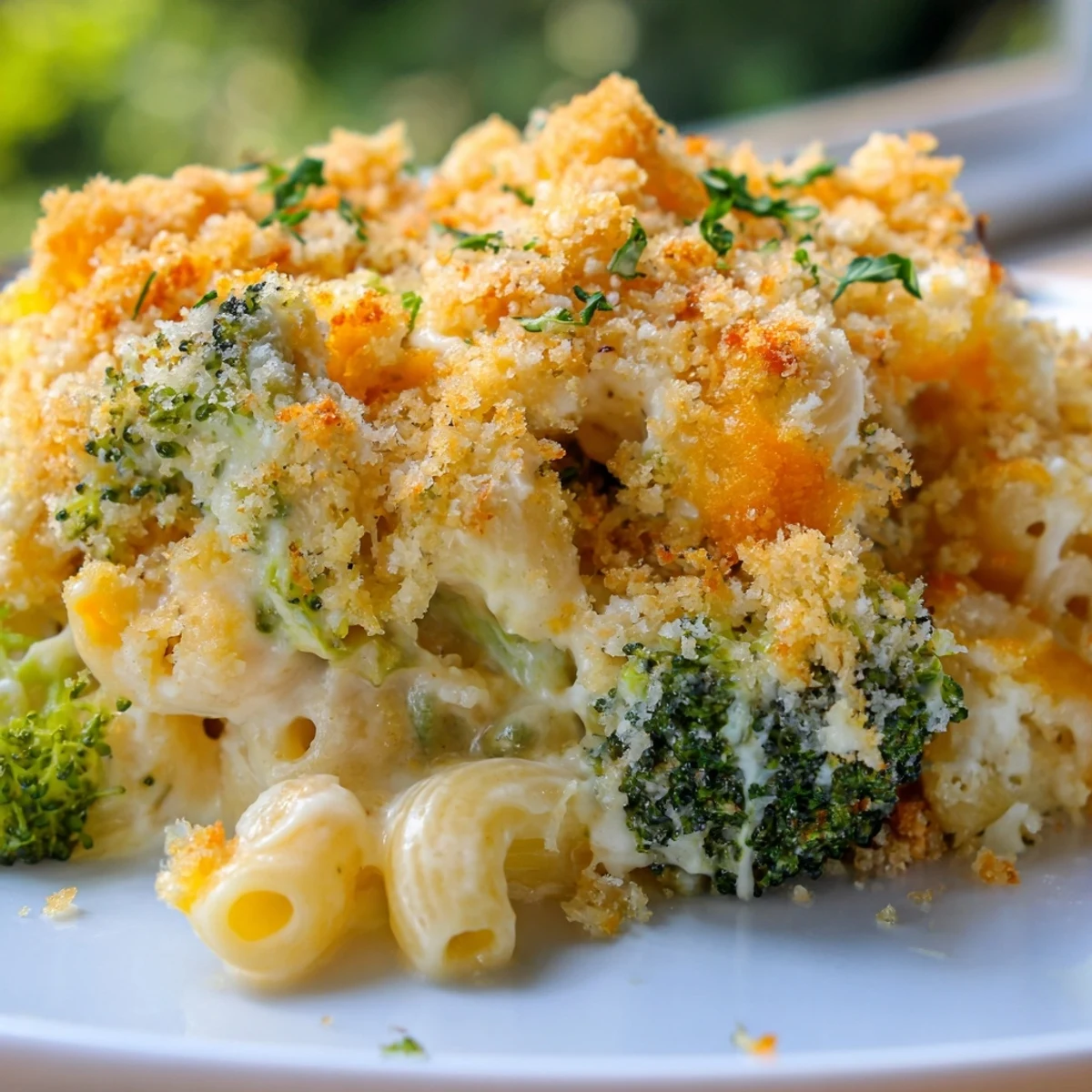 Steaming Baked Macaroni and Cheese with Broccoli features tender macaroni and bright green florets enveloped in a creamy, rich cheddar sauce.