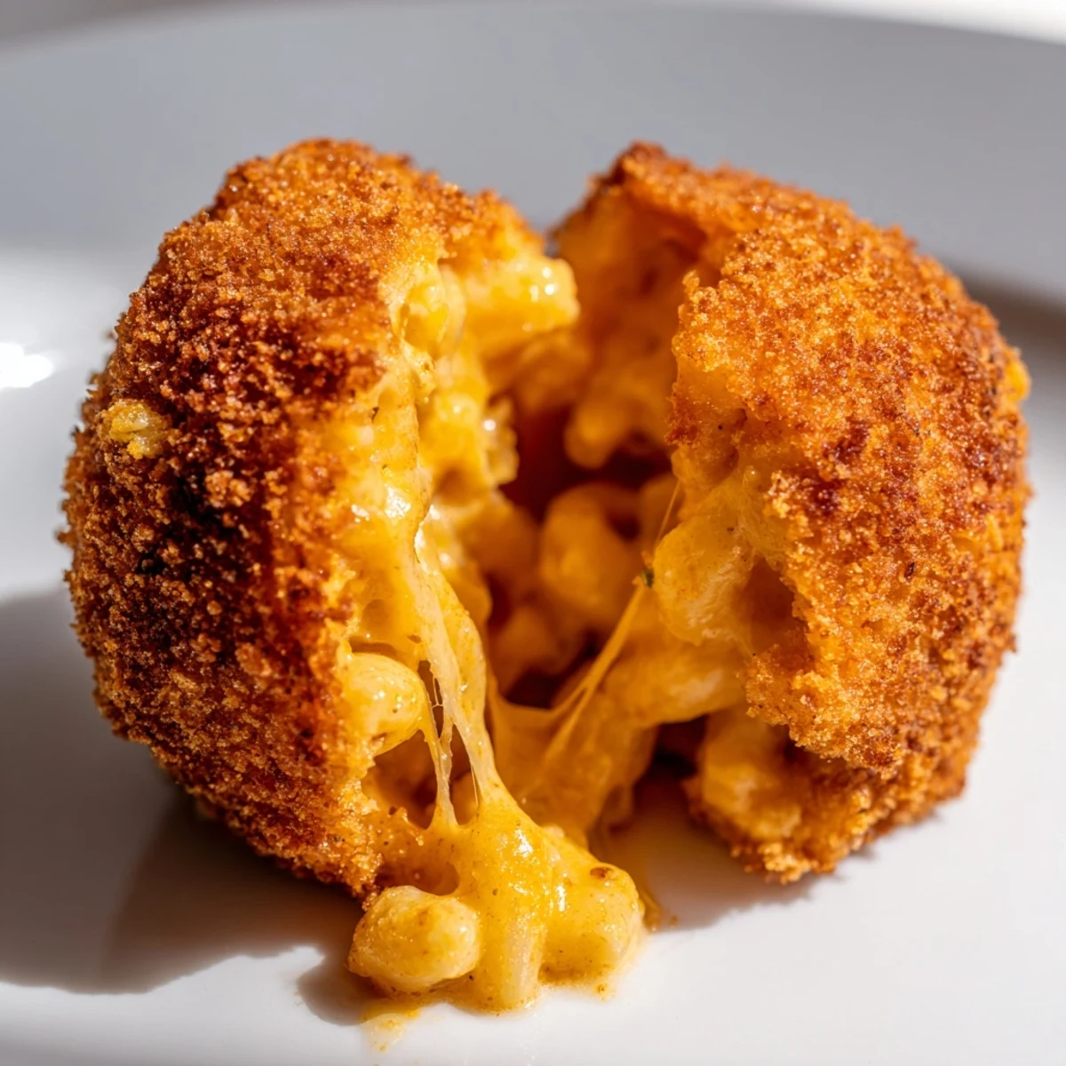 Golden brown Game Day Fried Mac and Cheese Balls sit on a rustic platter with a side of marinara for dipping.