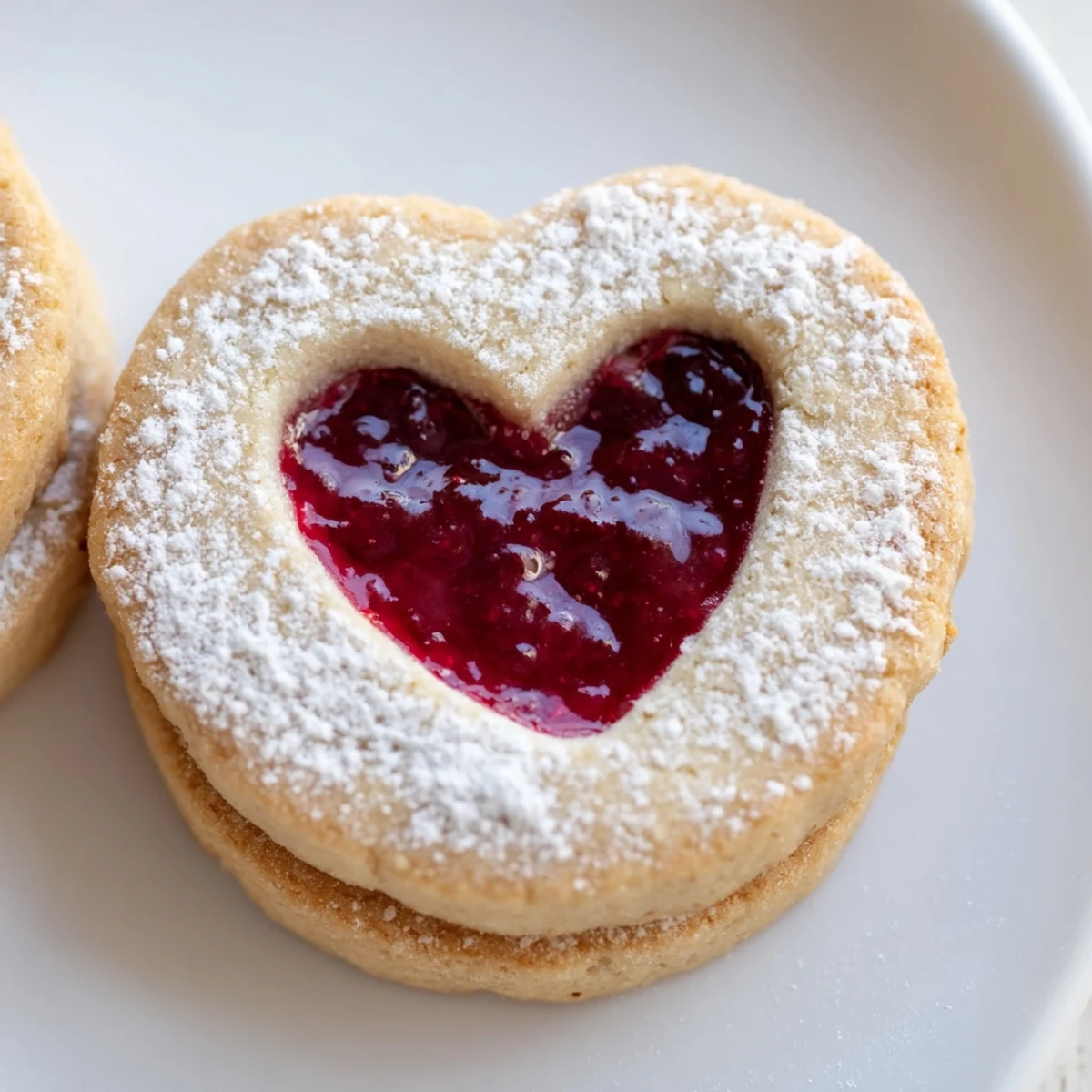 Golden-brown Raspberry Linzer Cookies rest on a wire rack, showcasing their delicate almond flavor and vibrant raspberry jam filling.