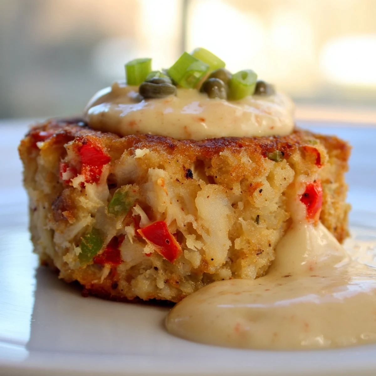 Eight crispy Cajun Crab Cakes with Remoulade are served on a platter, perfect for an appetizer.