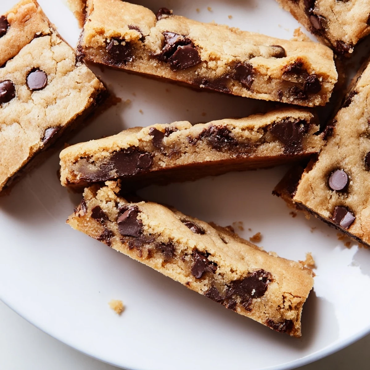 Golden-brown Chocolate Chip Cookie Bars rest on a cooling rack, featuring melted chocolate chips and a chewy, homemade texture.