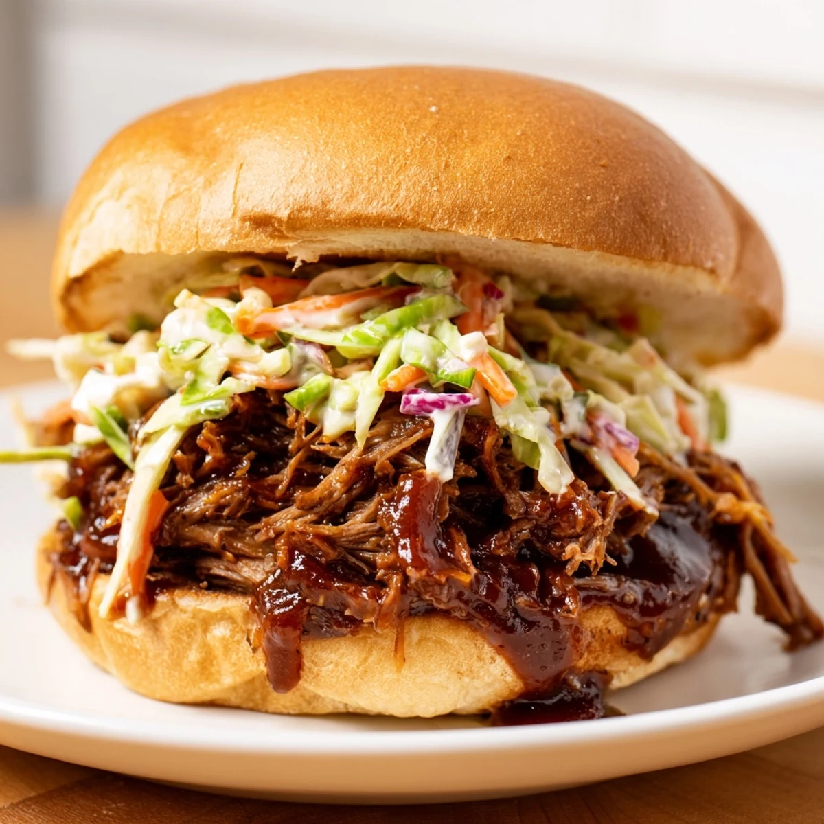 Served open-faced to showcase the generous filling on a plate, perfect for a hearty meal.