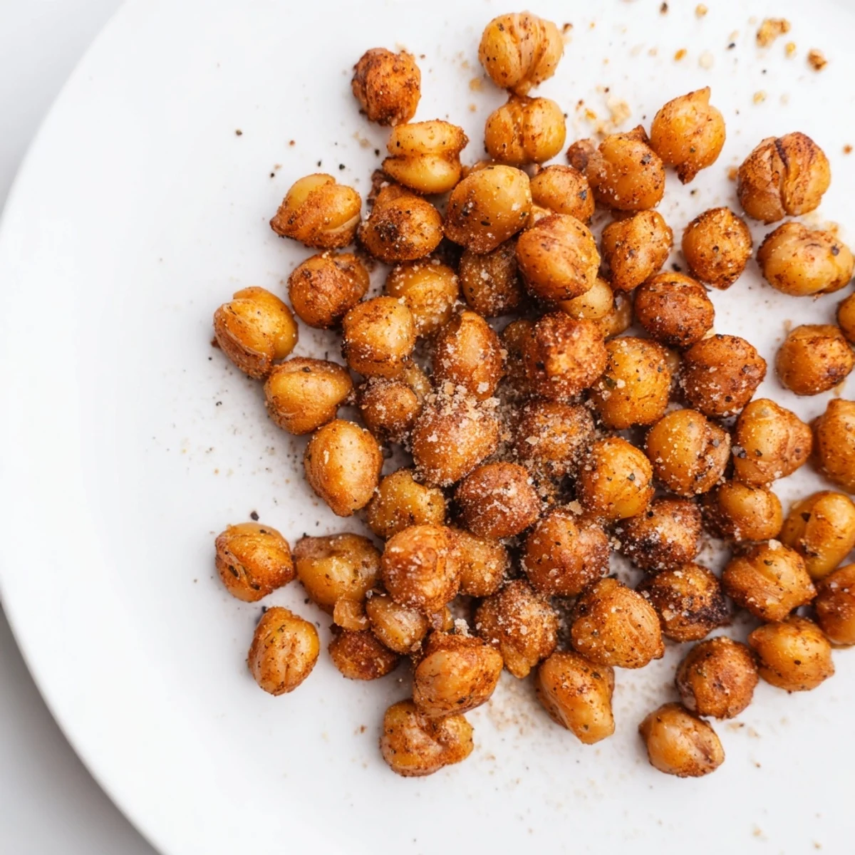 Close-up of Cajun Spiced Roasted Chickpeas with paprika, seasoned and crunchy, served as a vegan appetizer.