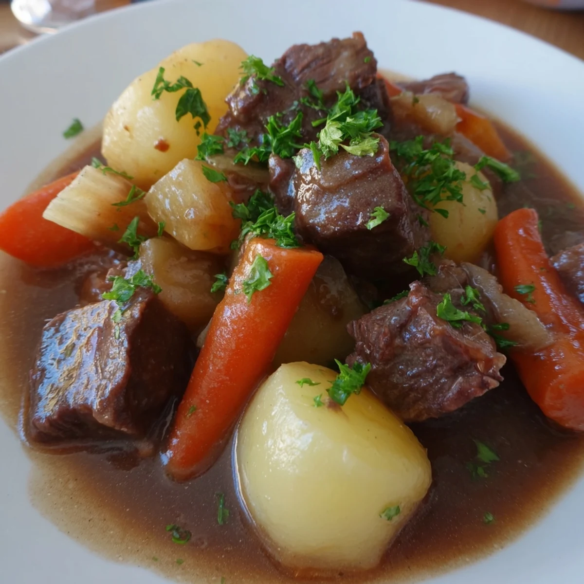 Tender root vegetables and potatoes soak up the thick, malty gravy in this comforting Irish Beef Stew.