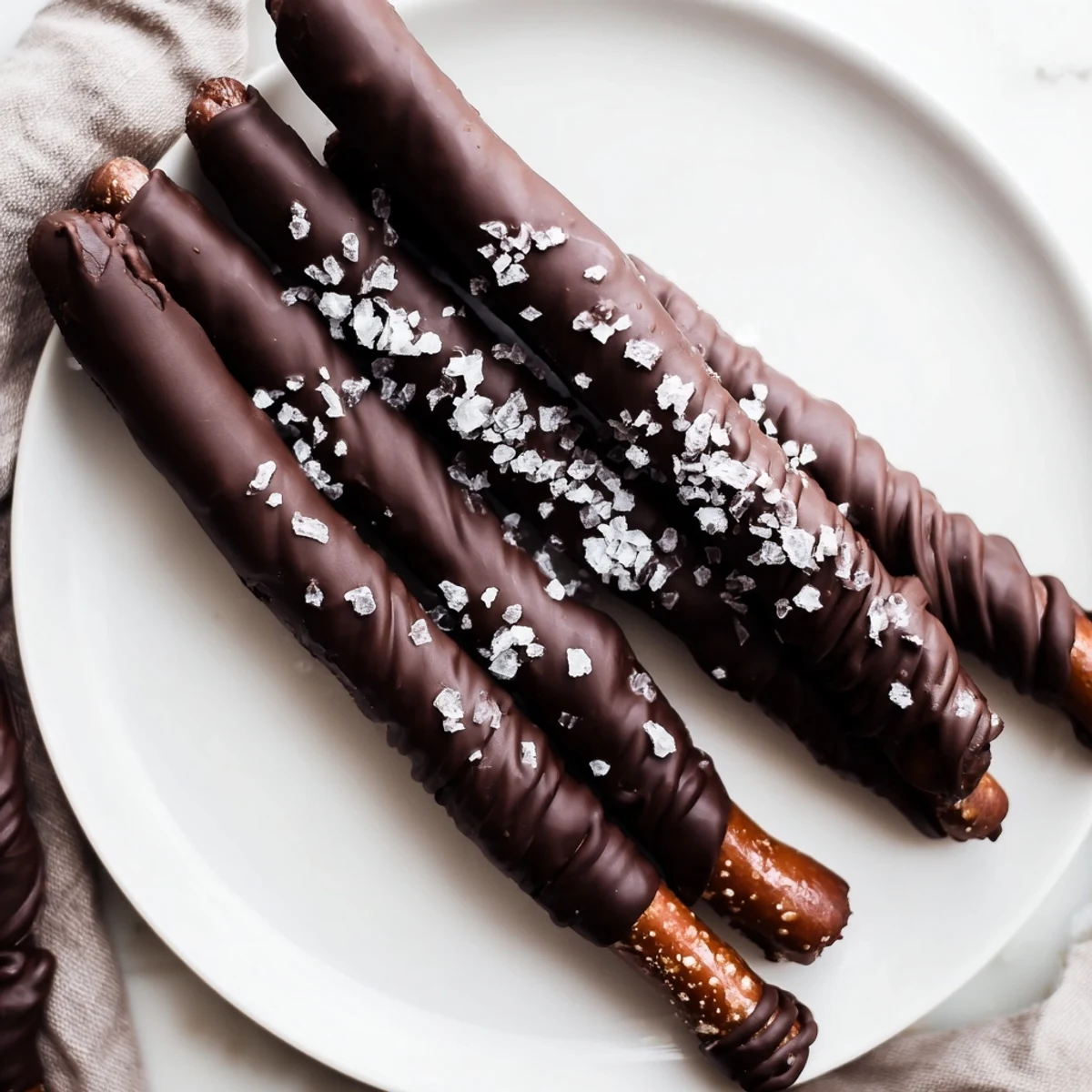 Chocolate Dipped Pretzels with Sea Salt resting on a cooling rack, offering a perfect sweet and salty snack for party platters.