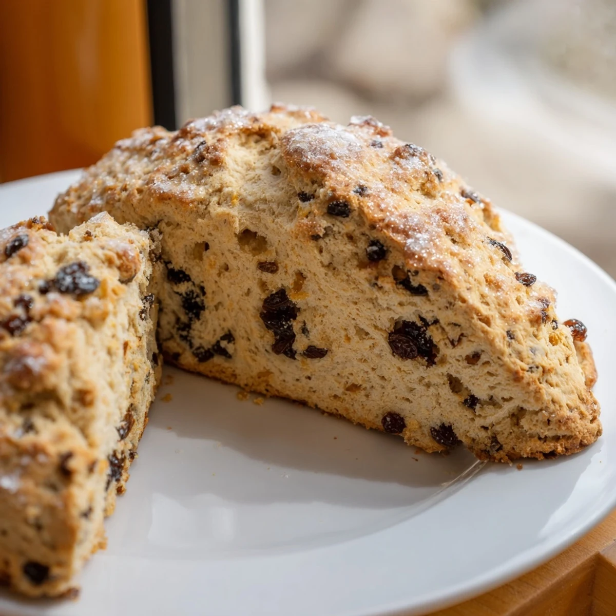 Freshly baked Irish Soda Bread Scones with golden crust and crumbly texture served warm with butter and jam.