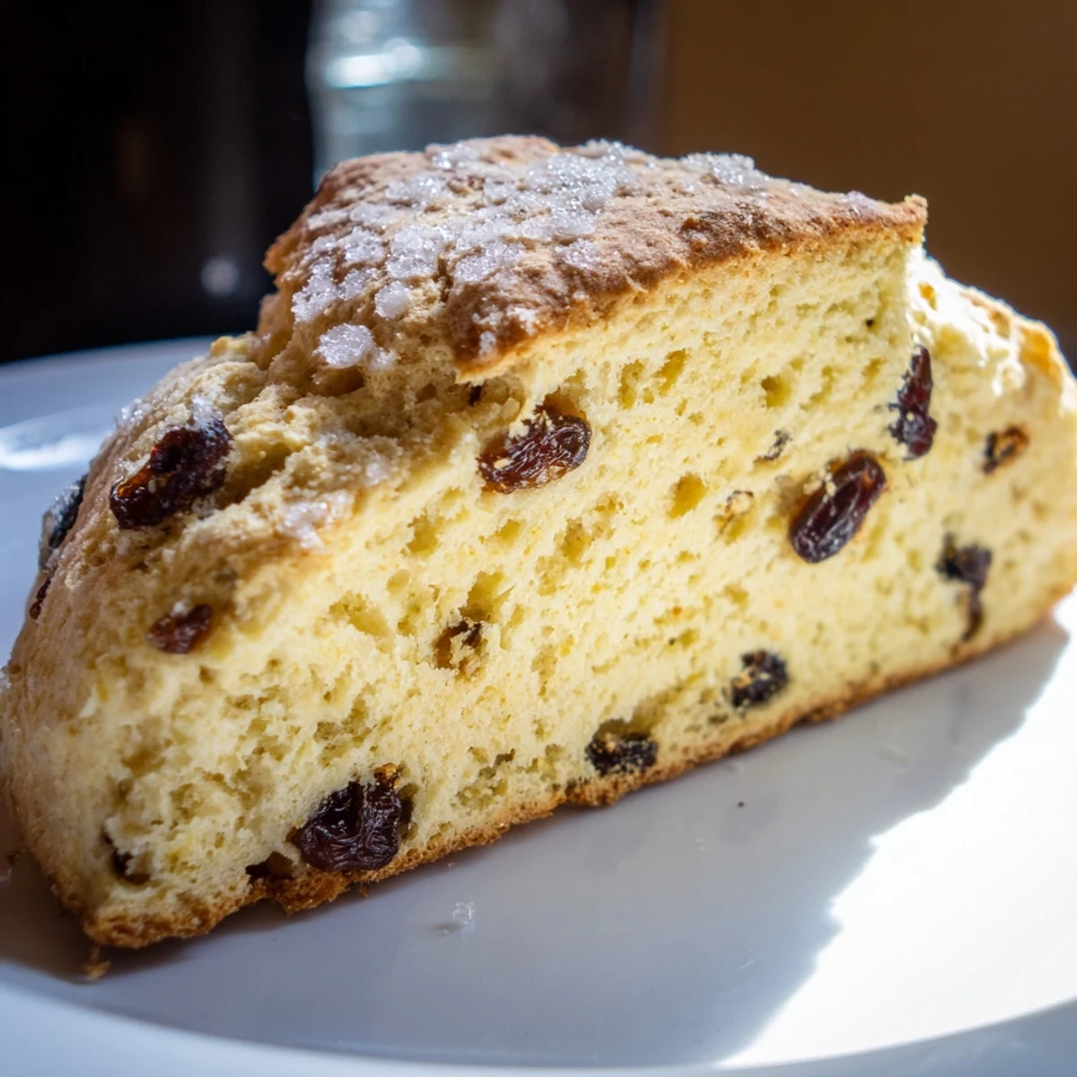 Moist and tender Irish Soda Bread Scones with Currants cooling on a wire rack in a cozy kitchen.