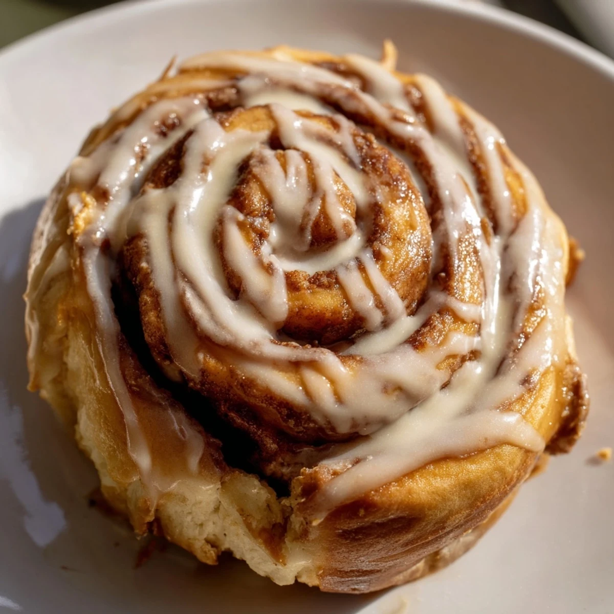 Warm Soft and Gooey Biscoff Cinnamon Rolls on a rustic plate, ready for breakfast or brunch.