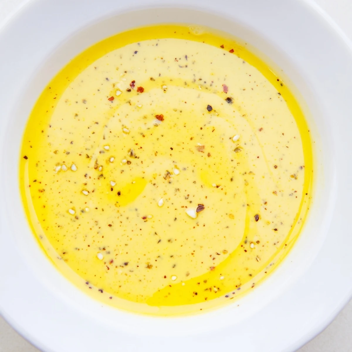 Homemade Lemon Dijon Dressing poured over a colorful roasted vegetable medley on a white plate for a vibrant meal.