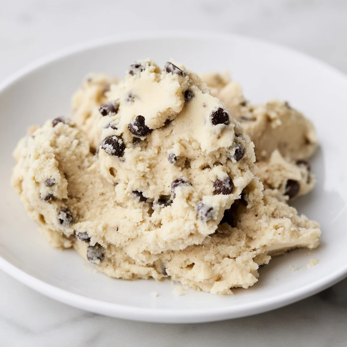 Close-up of Edible Keto Cookie Dough showing almond flour base and melted butter for a rich dessert.