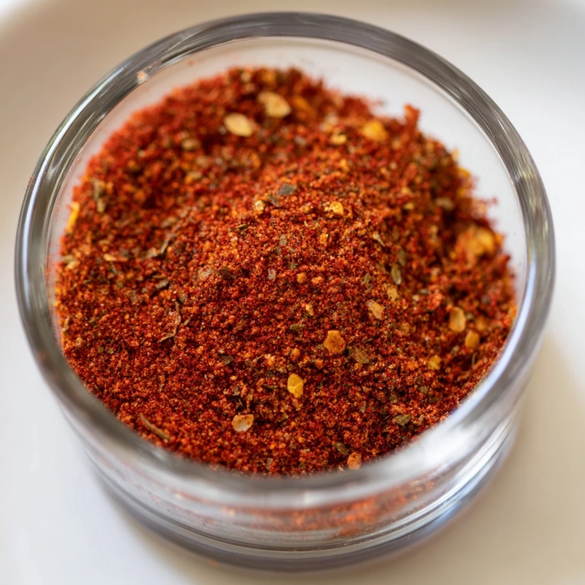 A close-up photo shows the vibrant, aromatic Easy Homemade Taco Seasoning Mix in a small glass jar, ready to flavor your next meal.