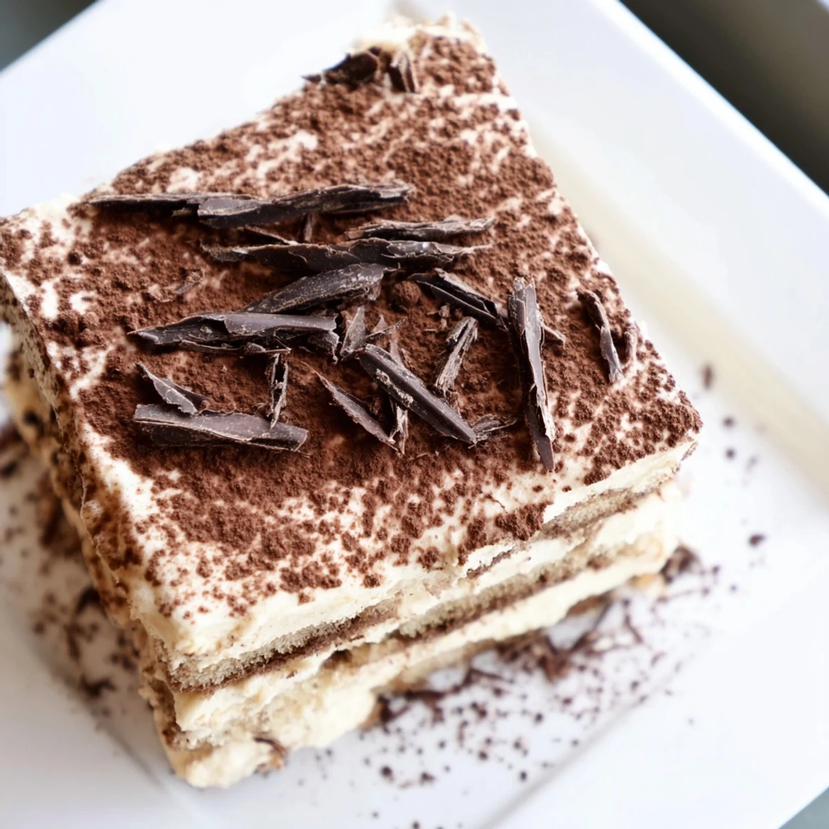 Ready-to-serve Easy Tiramisu in a glass dish, perfect for dessert at home.
