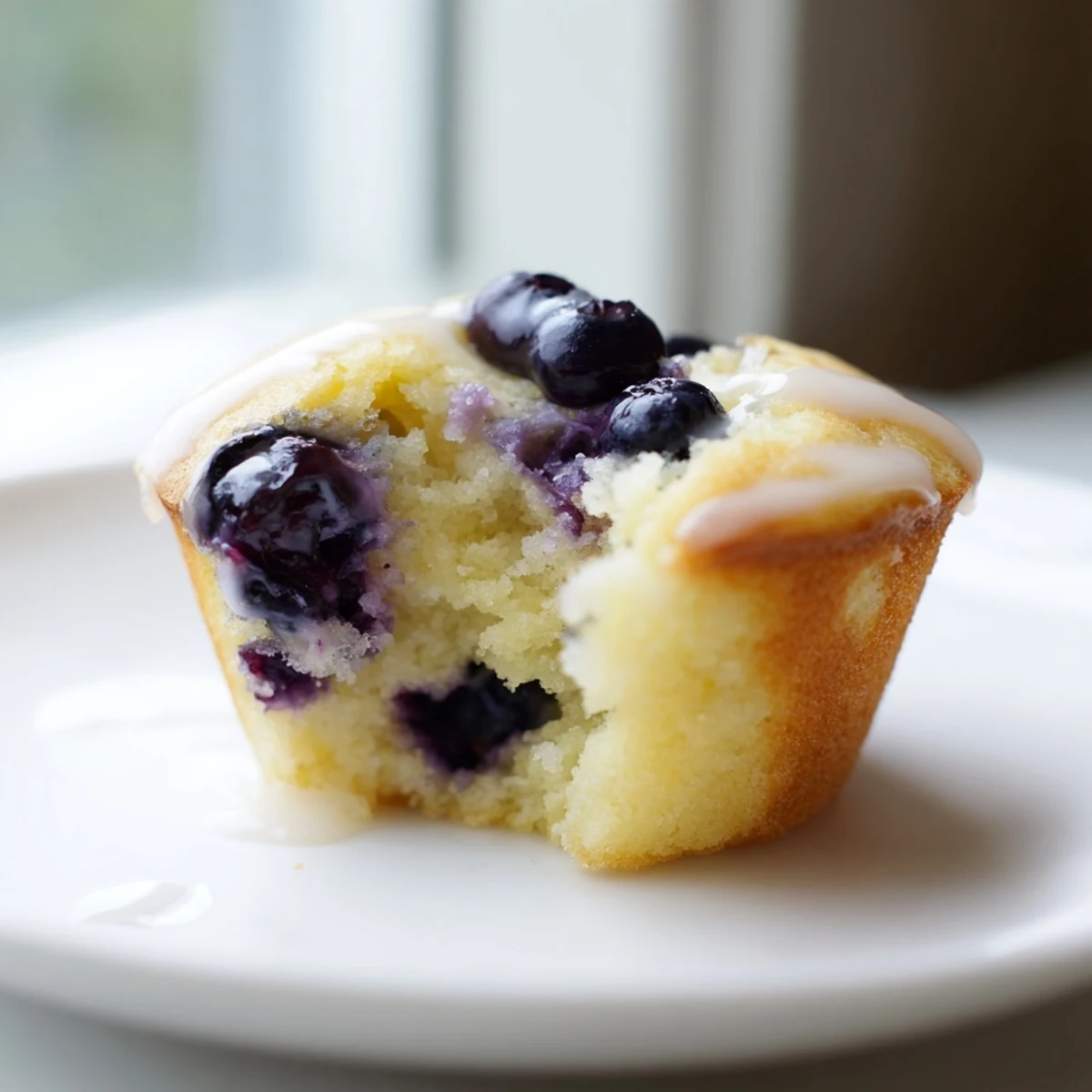 Freshly baked Lavender Blueberry Tea Cakes showcasing purple berries and a crumbly texture.