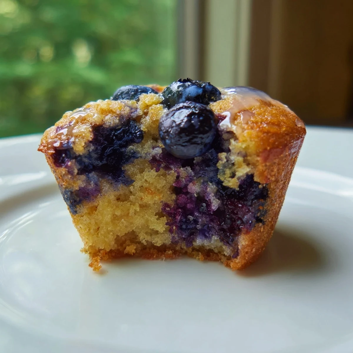 Warm Lavender Blueberry Tea Cakes topped with a sweet lemon glaze on a cooling rack.