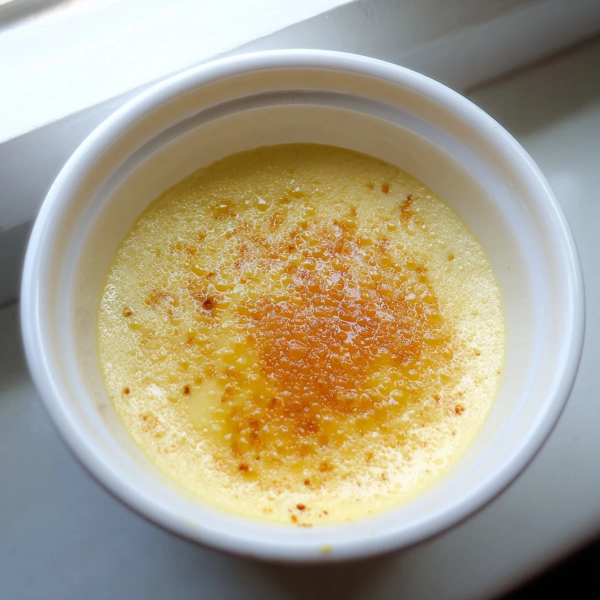 Delicate Classic Baked Milk Pudding garnished with fresh berries, presented on a cozy dessert plate.