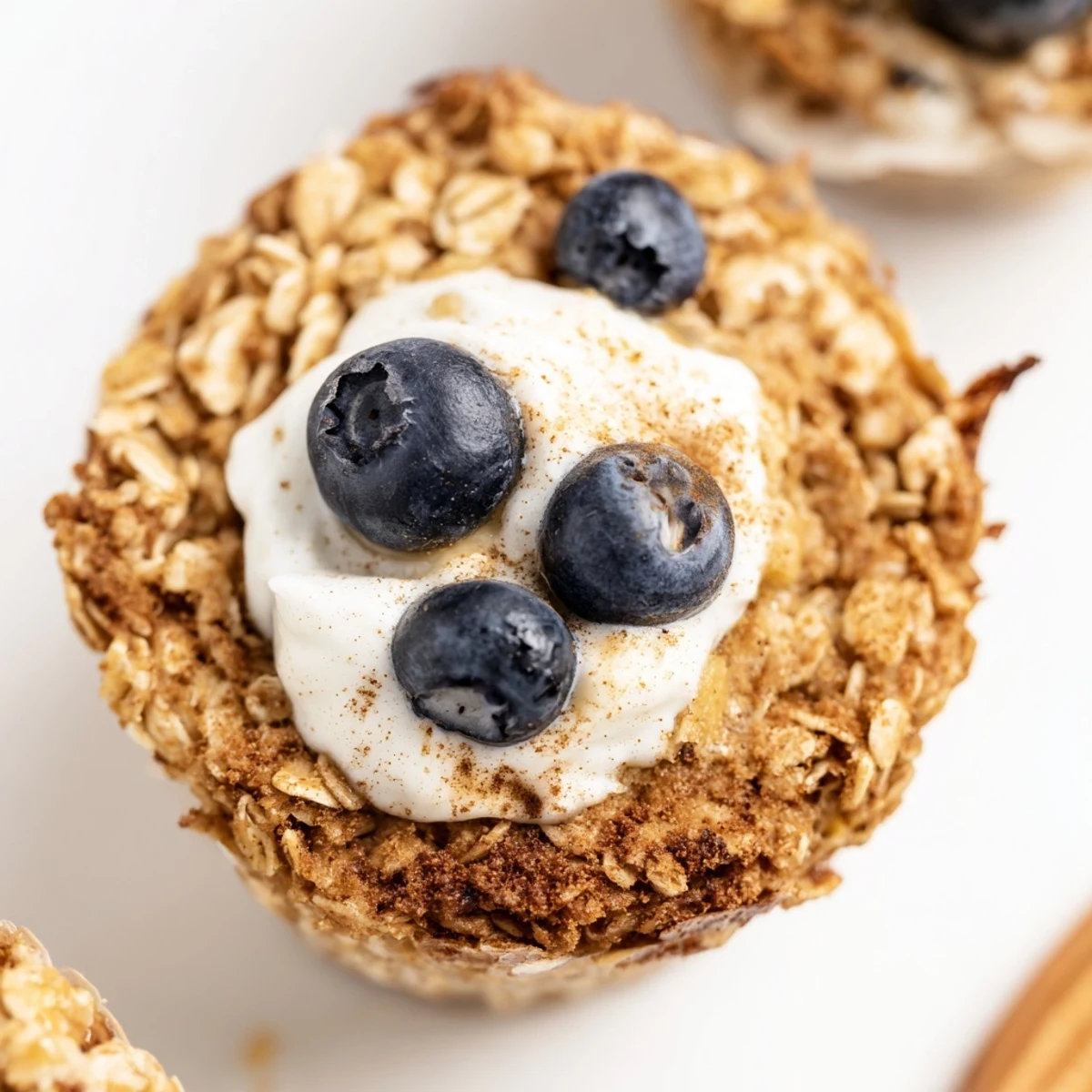 Hearty baked oatmeal cups topped with creamy Greek yogurt, perfect for a quick and healthy American breakfast.