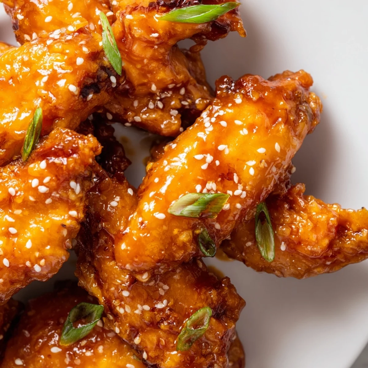 Sticky Orange Chicken Wings served with steamed rice and a crisp salad, perfect for a party appetizer or game day snack.