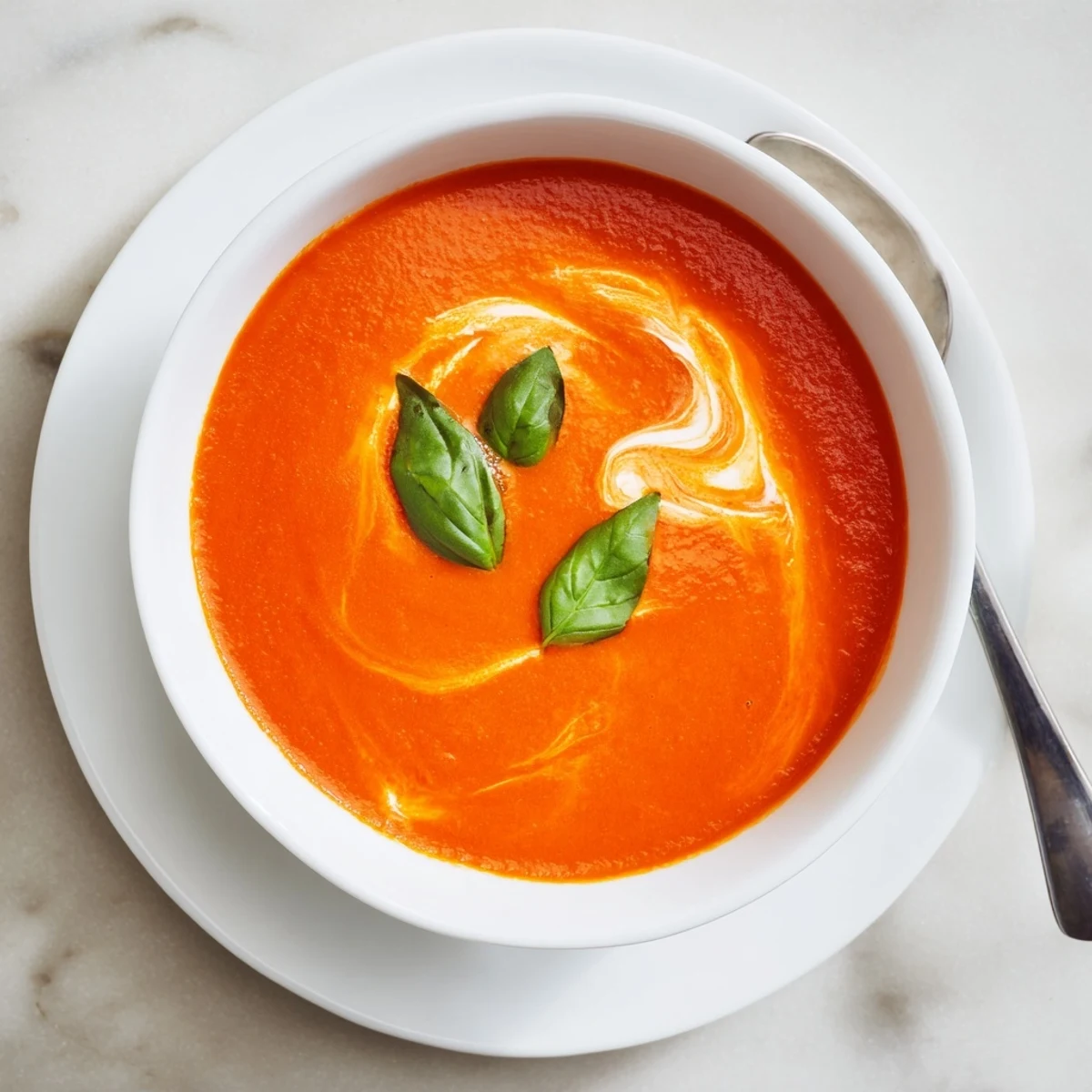 Steaming bowl of cozy tomato soup featuring roasted tomatoes and crusty bread on a rustic wooden table
