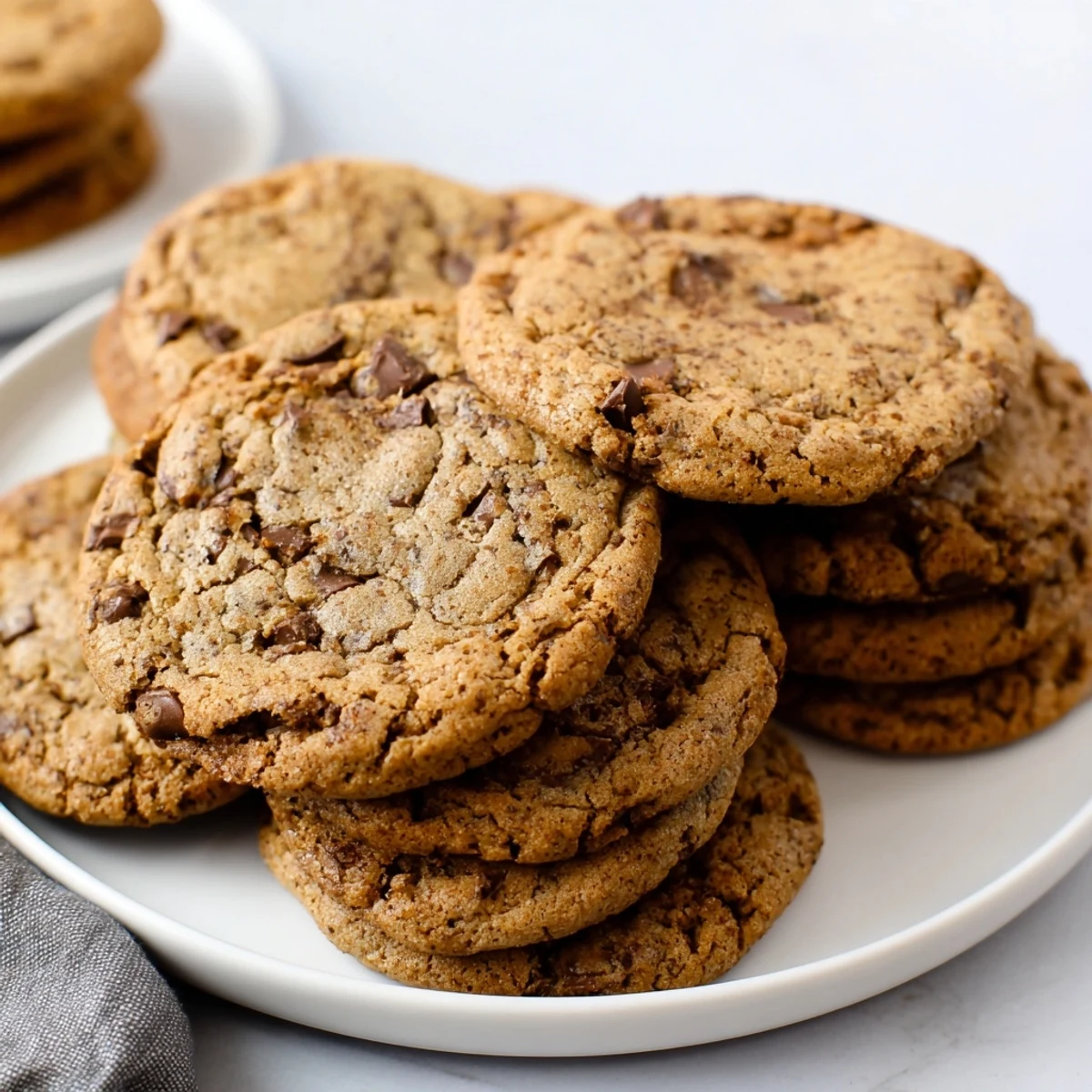 Golden brown Vietnamese cinnamon chocolate chip cookies with melted chocolate centers on a cooling rack