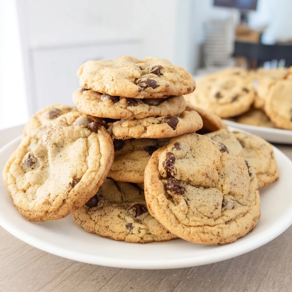 Soft chewy Vietnamese cinnamon chocolate chip cookies fresh from the oven with slightly crisp edges