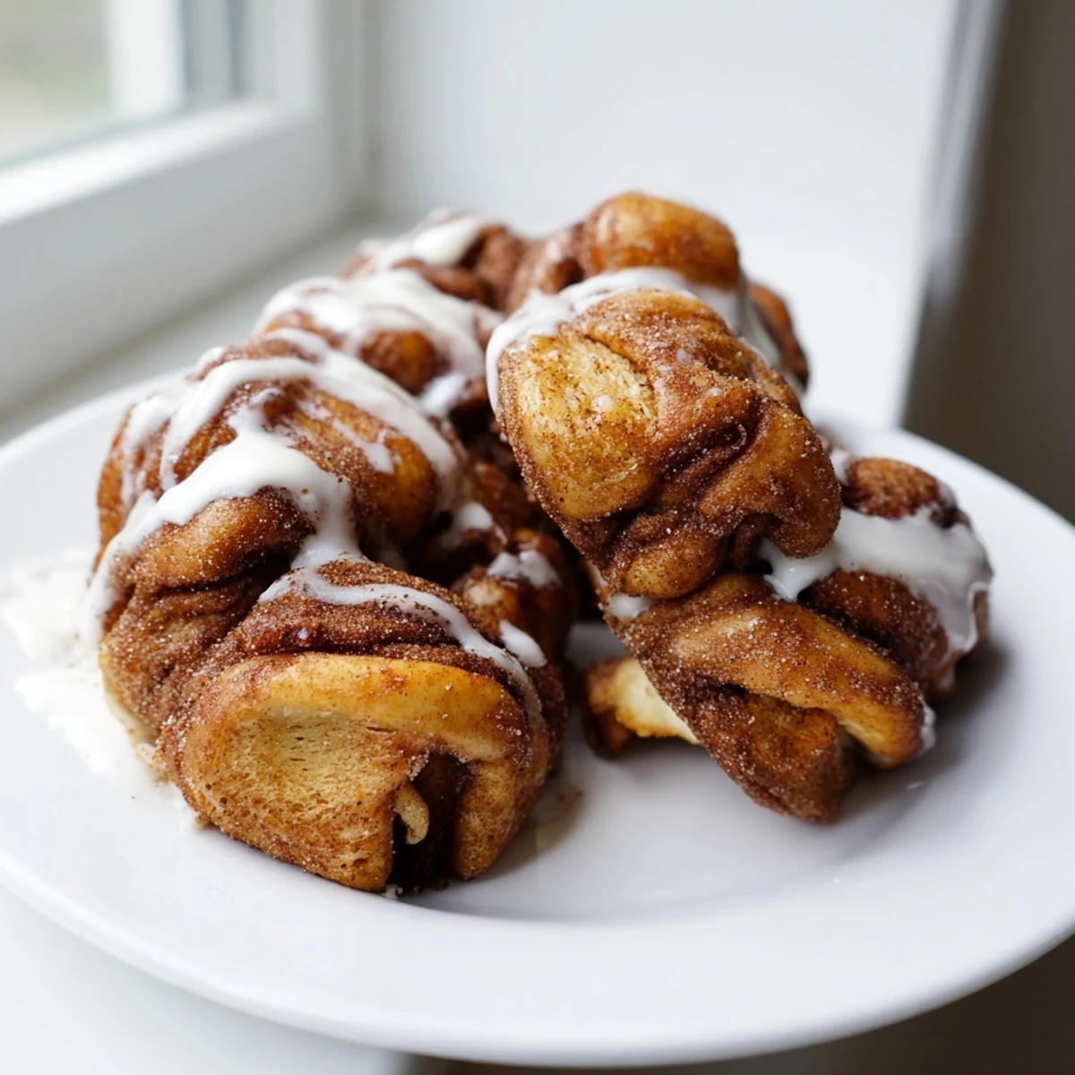 Golden high protein no sugar monkey bread with cinnamon coating in a bundt pan