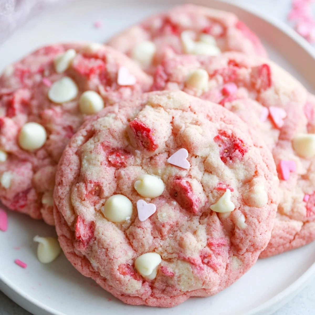Valentine Strawberry White Chocolate Cookies