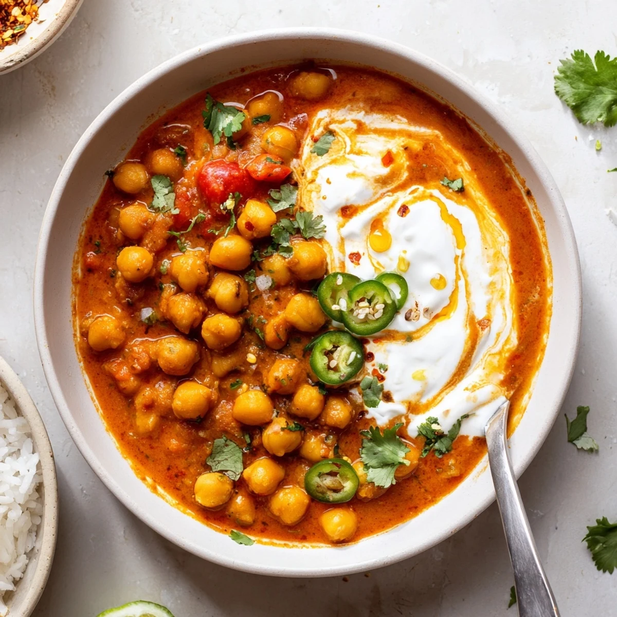 Protein-packed Greek Yogurt Chickpea Curry, velvety texture, ideal for weeknight dinners
