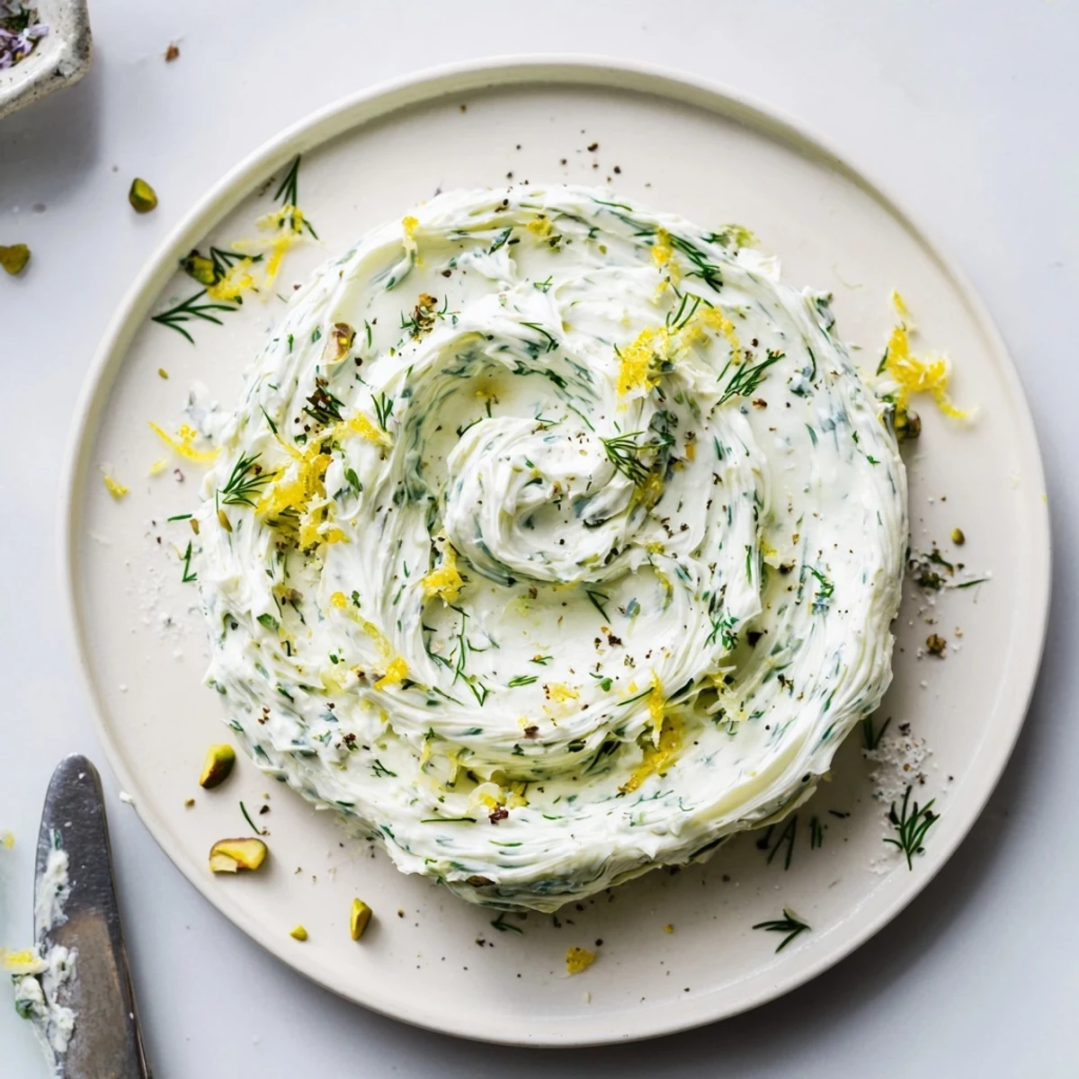 Bright lemon zest crowns Rustic Creamy Herb Infused Butter Board for grazing