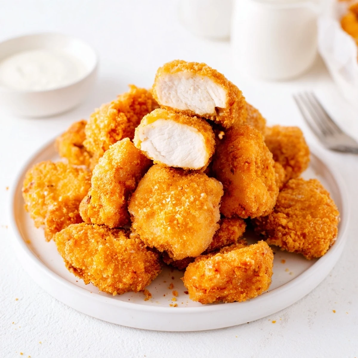 Crunchy fried Chicken Bites resting on paper towels, perfect party appetizer.